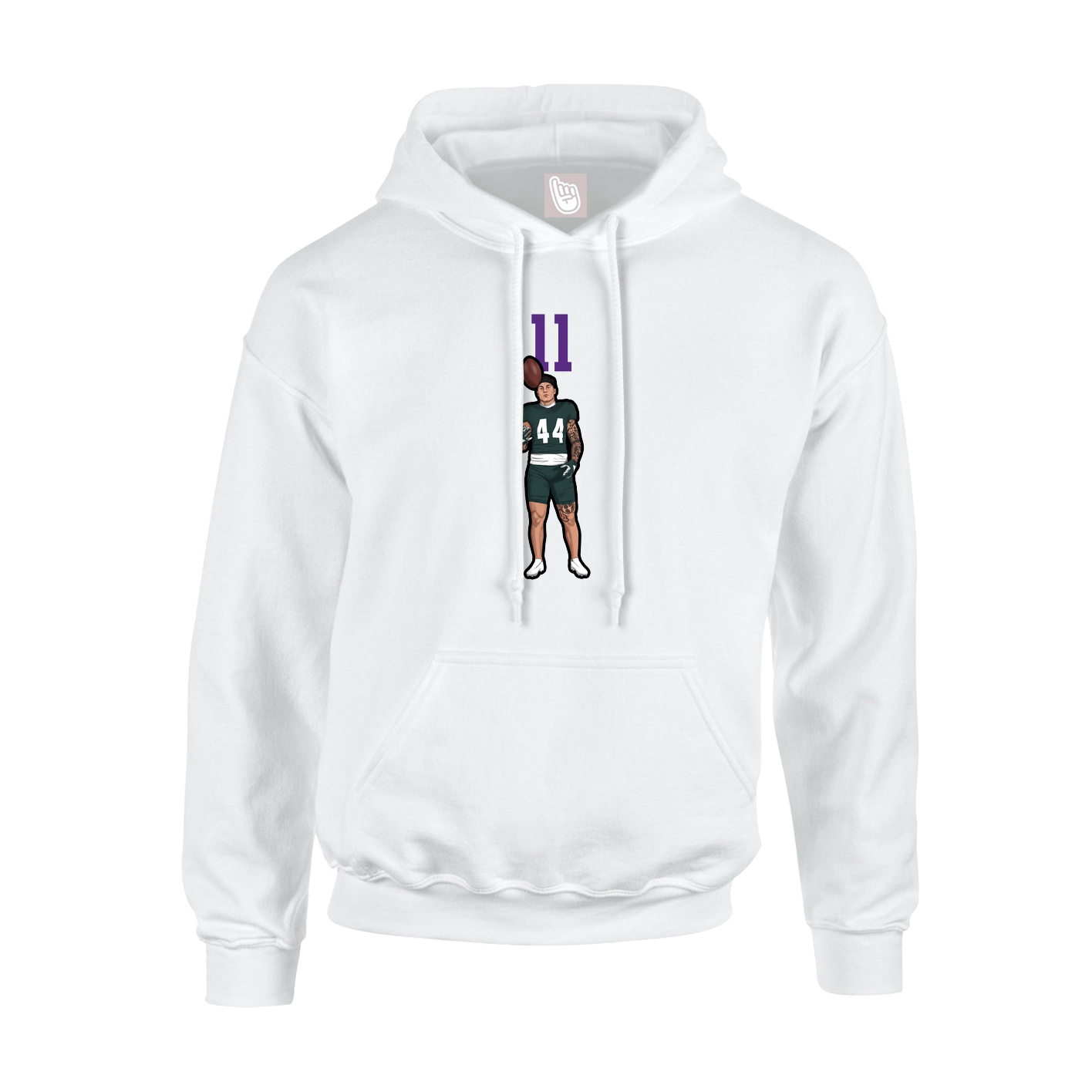 Youth Hoodie — Number Top in White