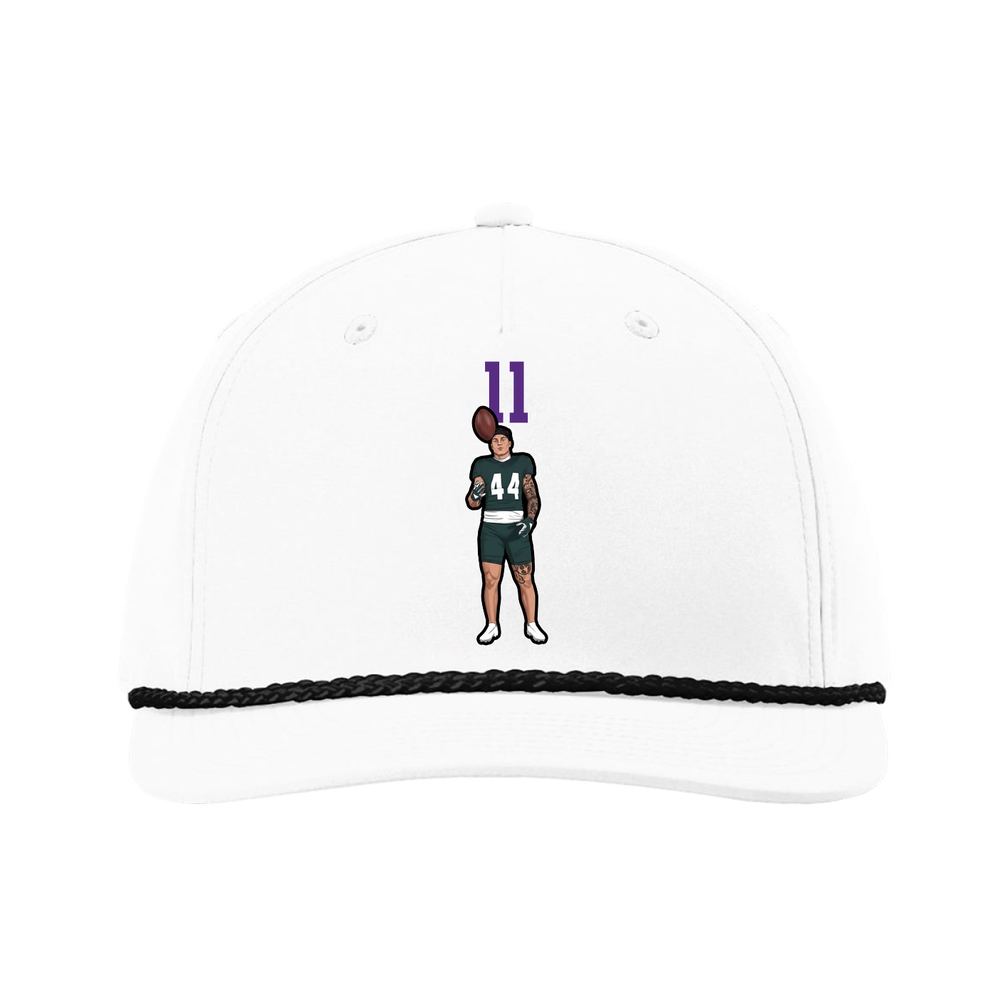 Five-Panel Classic Rope Cap — Number Top in White