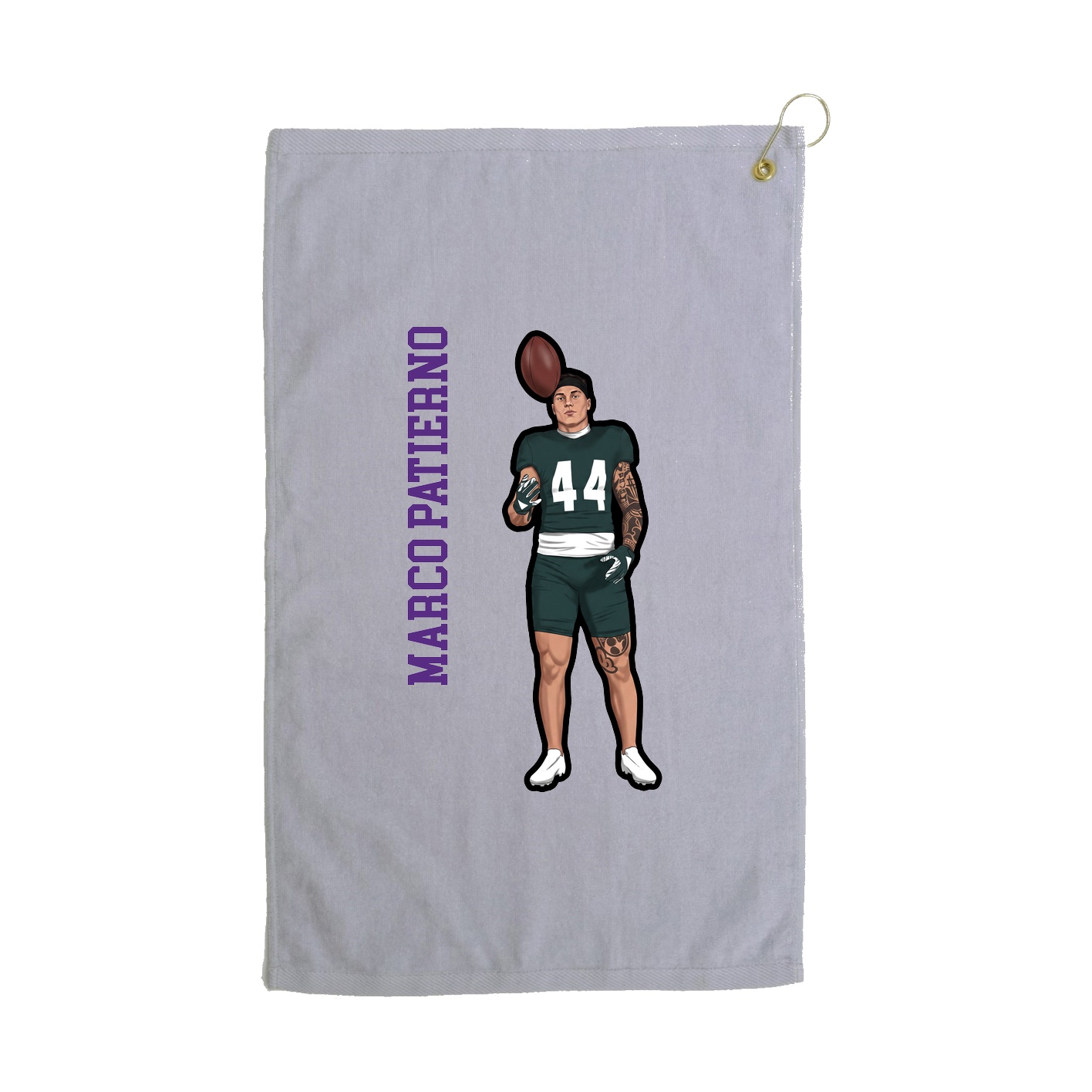 Golf Towel — Name Vertical in Grey