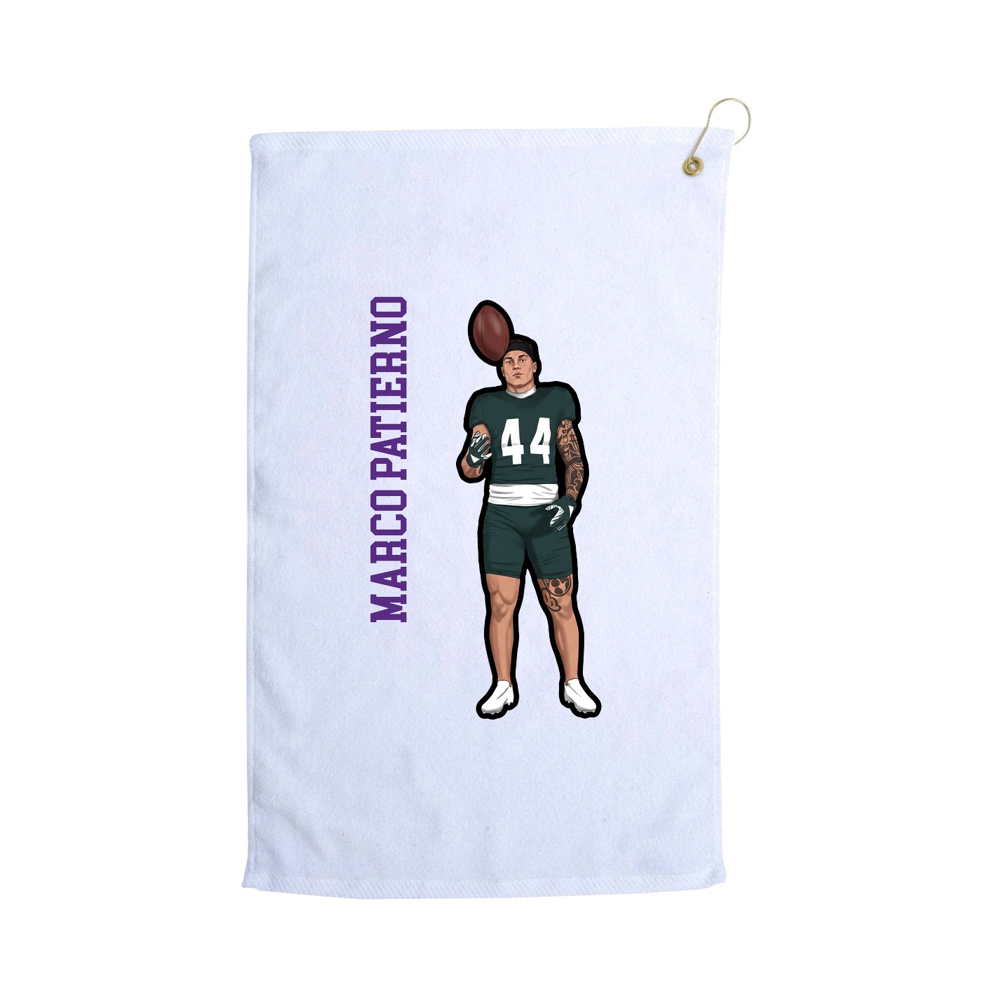 Golf Towel — Name Vertical in White
