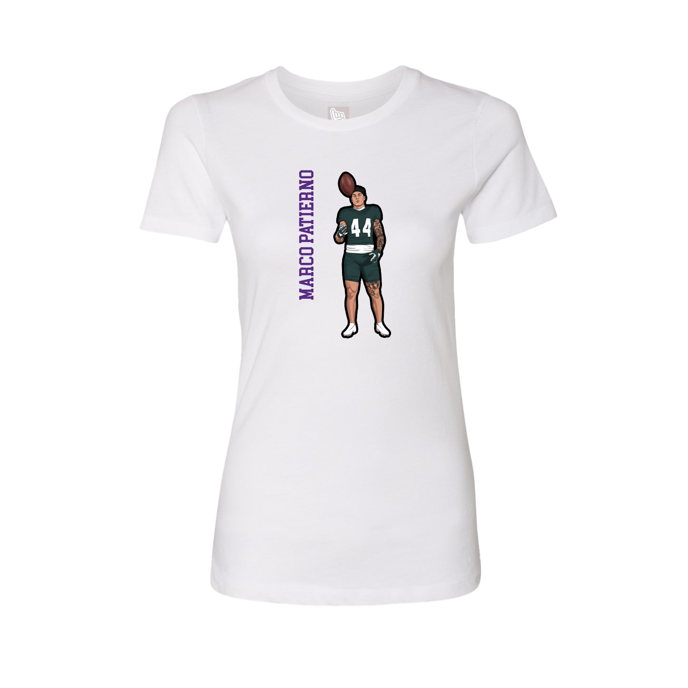 Womens Tee — Name Vertical in White