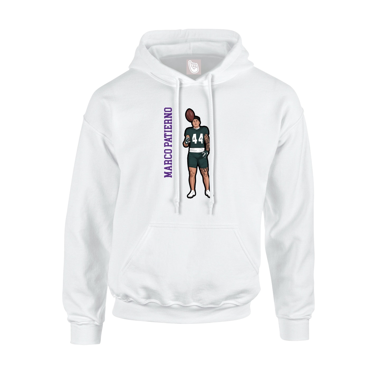 Youth Hoodie — Name Vertical in White