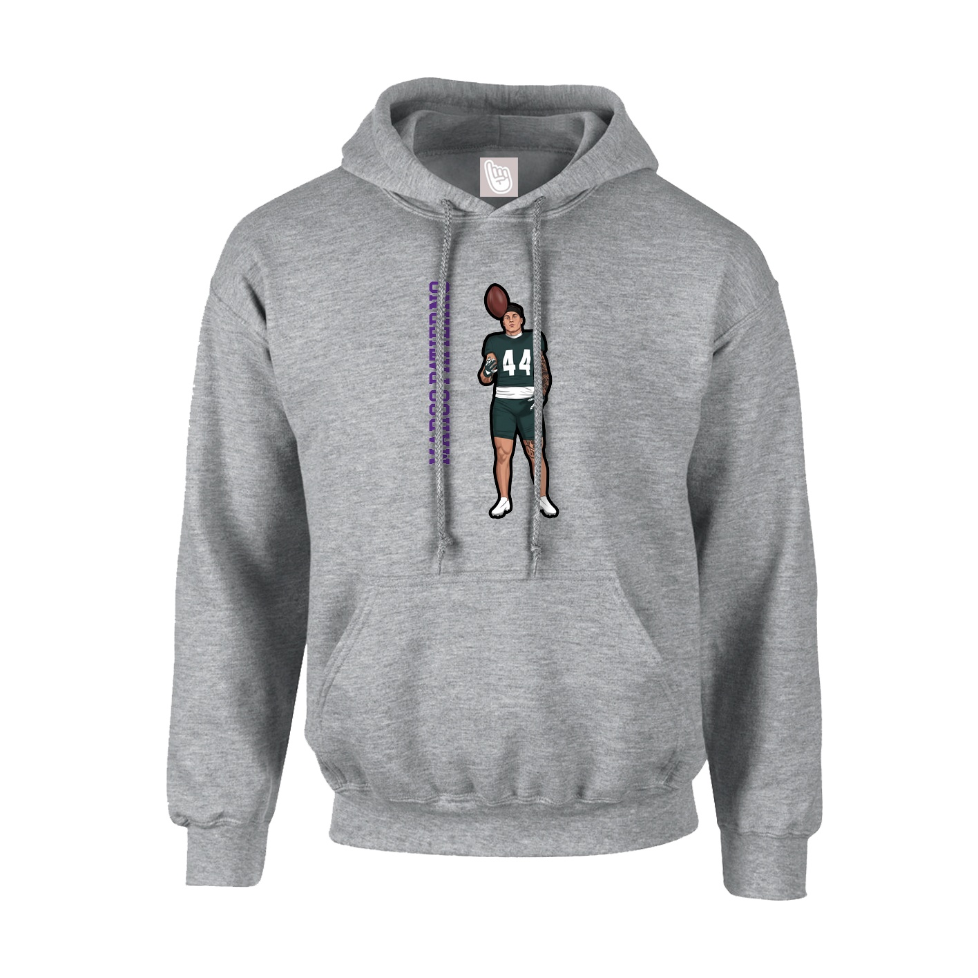 Youth Hoodie — Name Vertical in Grey
