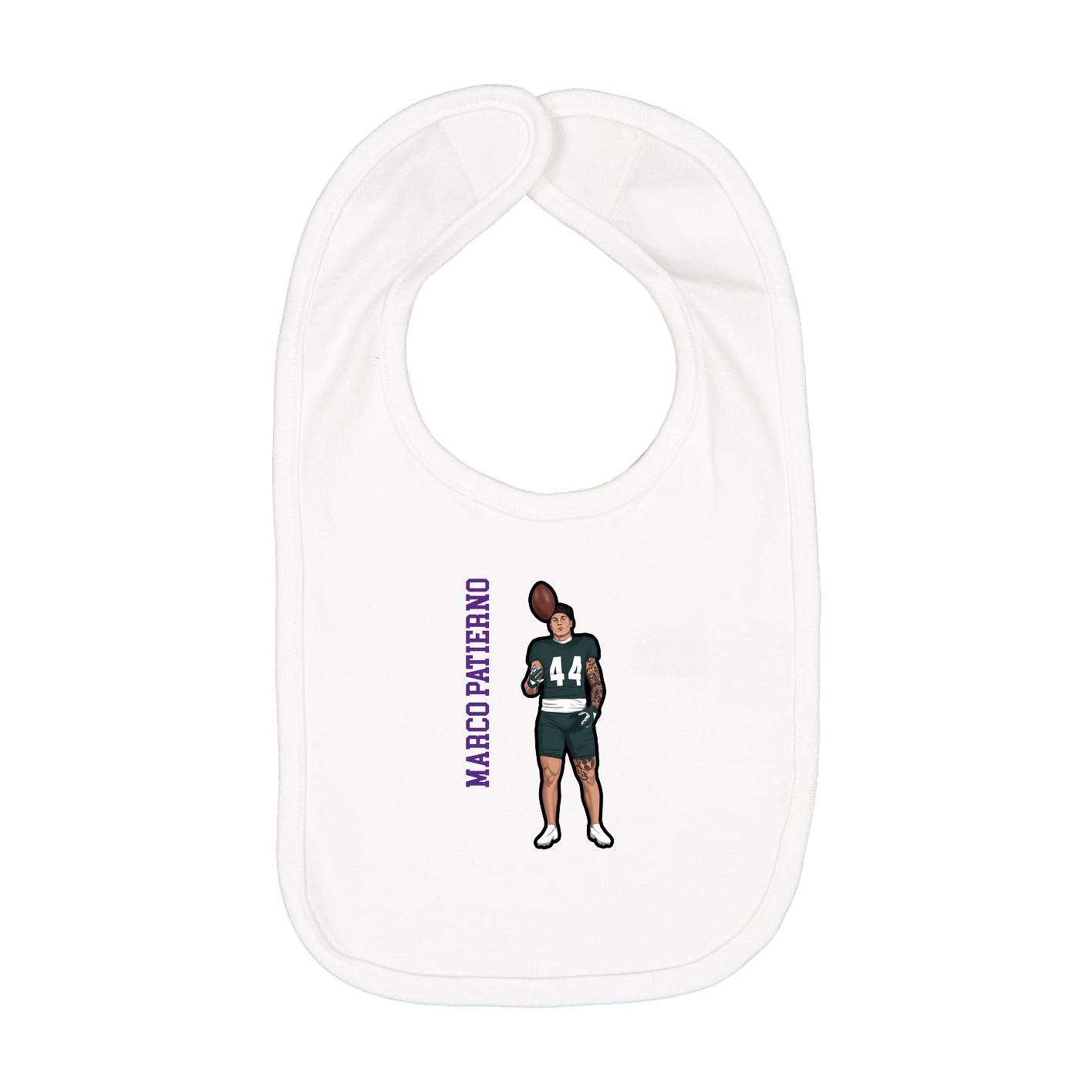 Infant Bib — Name Vertical in White
