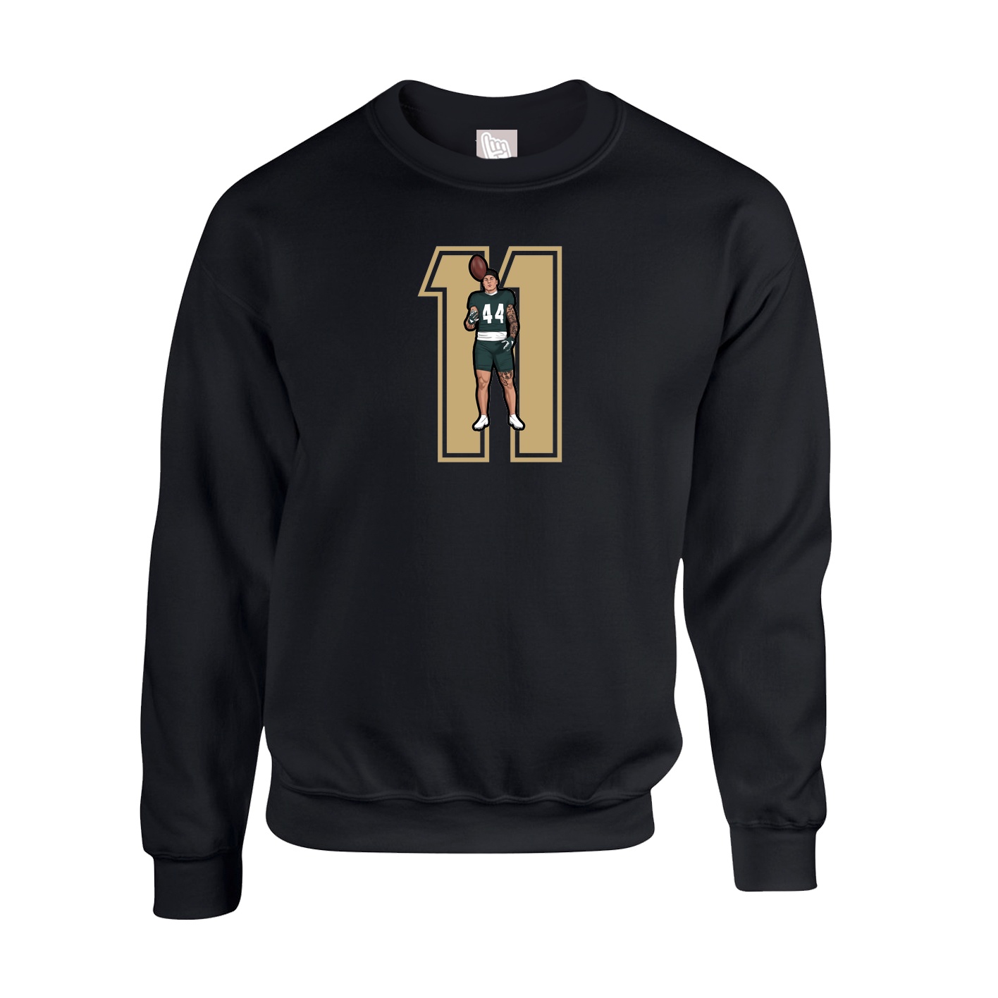 Fleece Crew — Number in Black