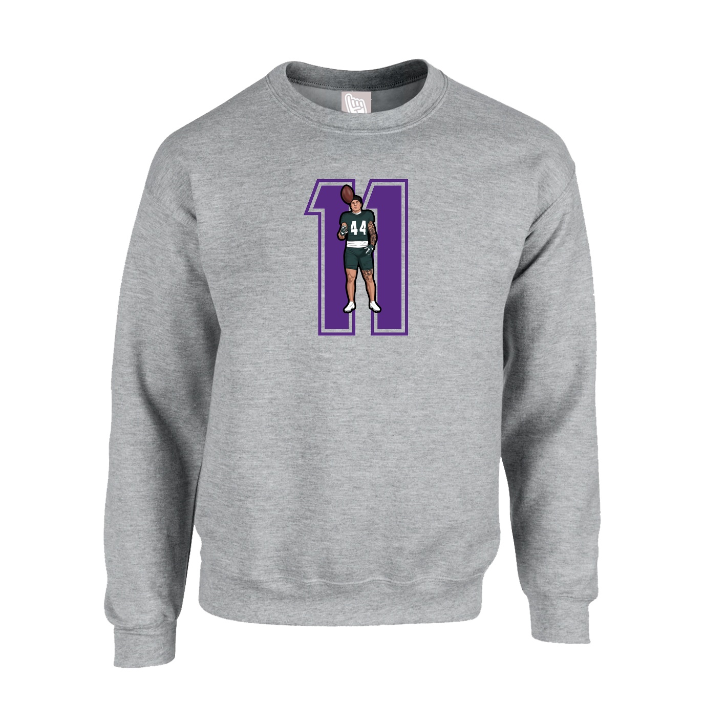 Fleece Crew — Number in Grey