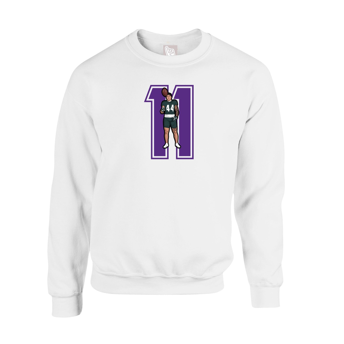 Fleece Crew — Number in White