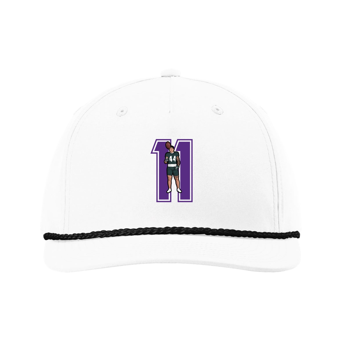 Five-Panel Classic Rope Cap — Number in White