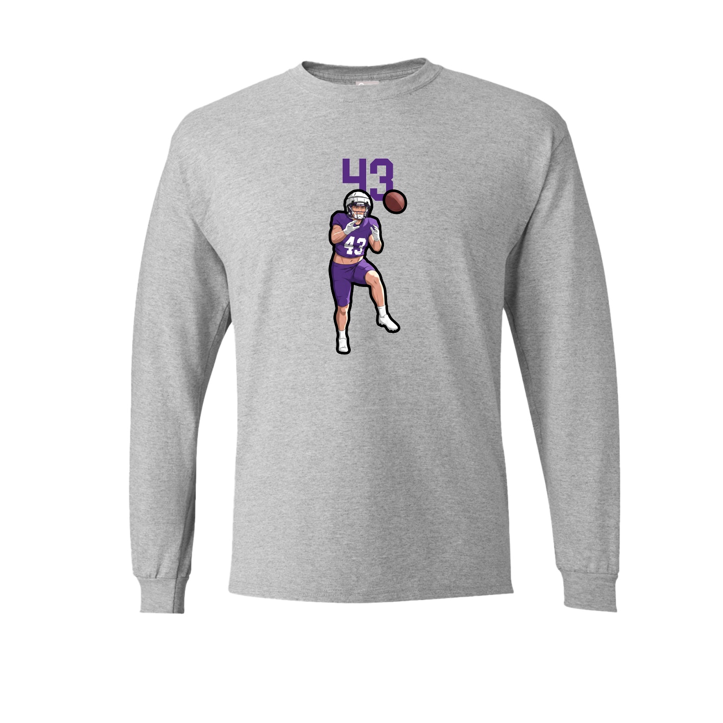 Long Sleeve Tee — Number Top in Grey