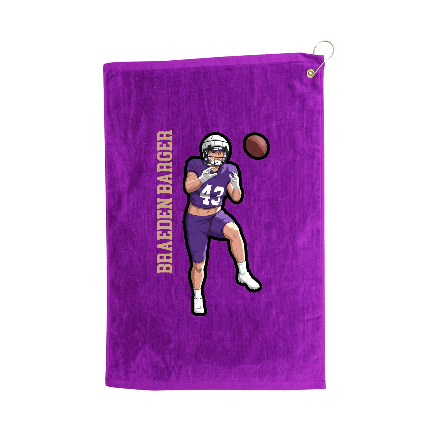 Golf Towel — Name Vertical in Purple