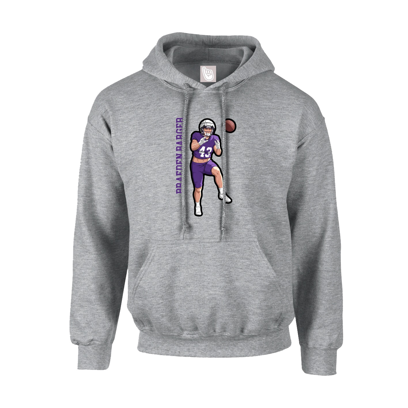 Hoodie — Name Vertical in Grey
