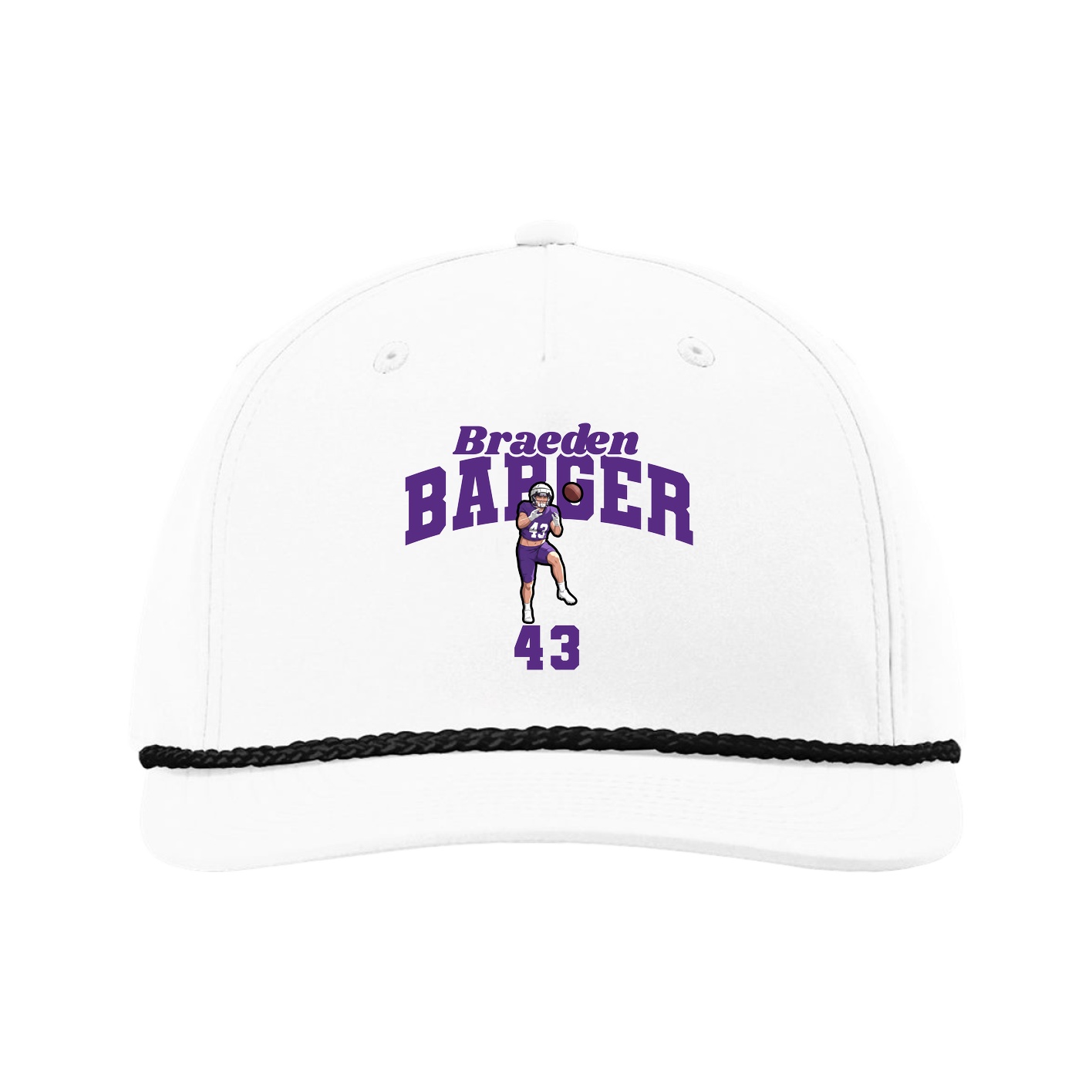 Five-Panel Classic Rope Cap — Signature Arch in White