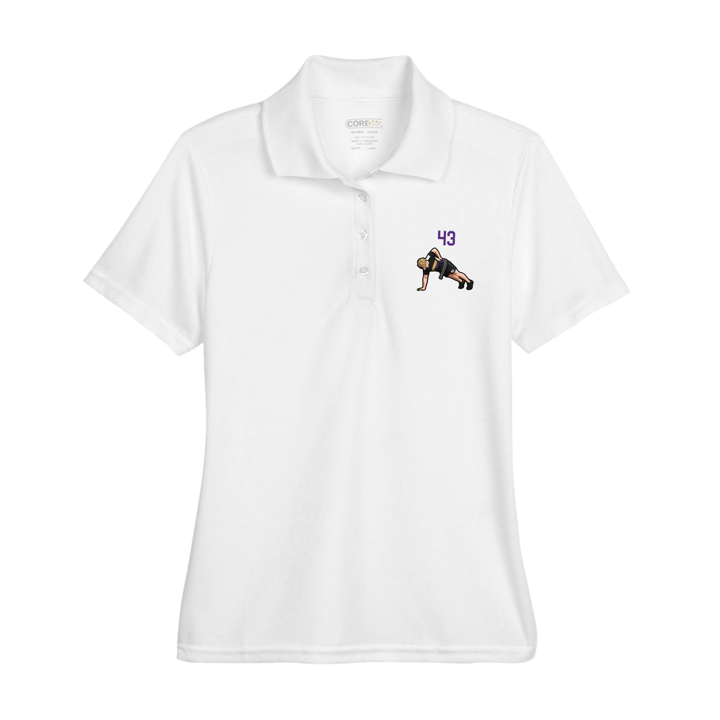Womens Performance Polo — Number Top in White