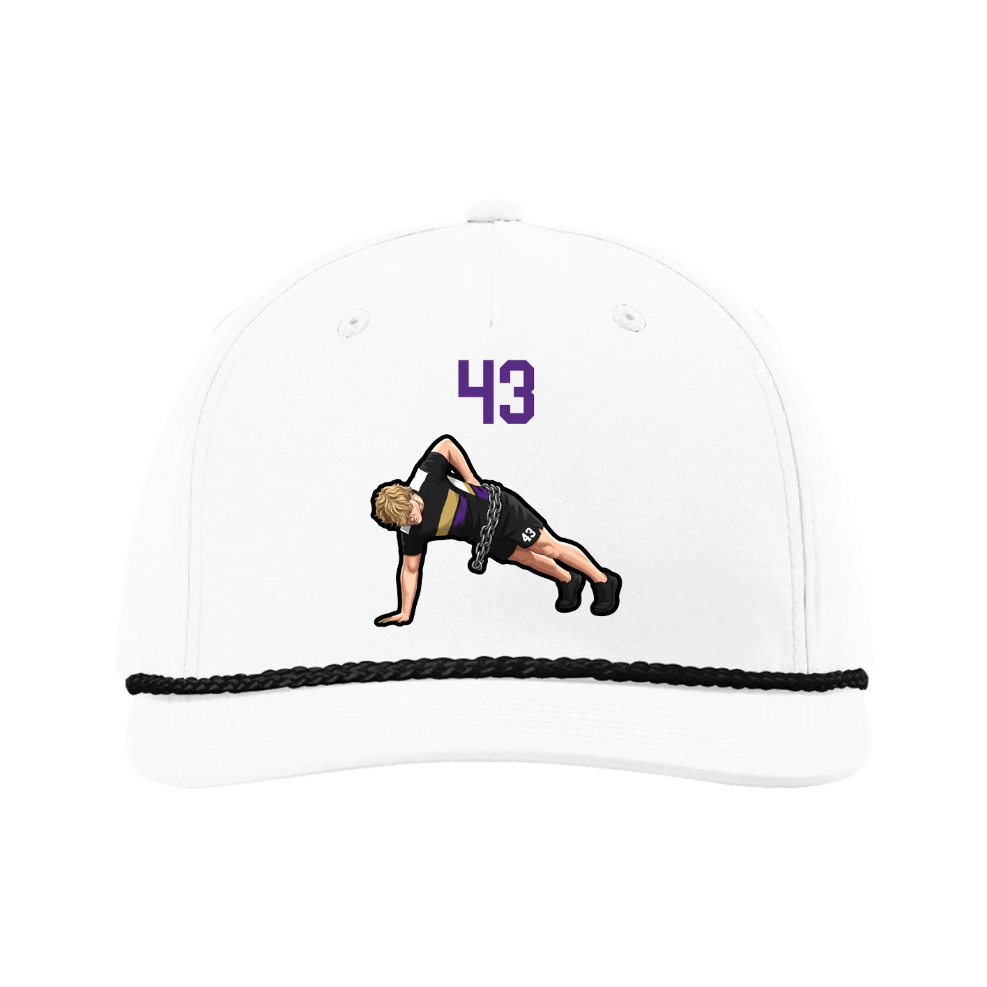 Five-Panel Classic Rope Cap — Number Top in White