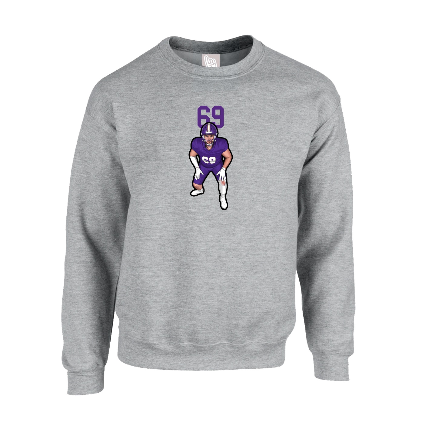 Fleece Crew — Number Top in Grey