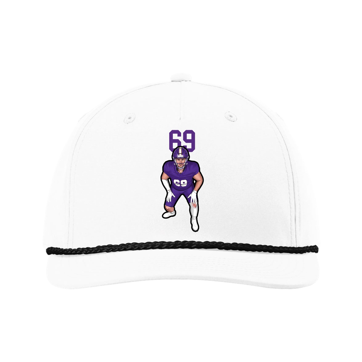 Five-Panel Classic Rope Cap — Number Top in White