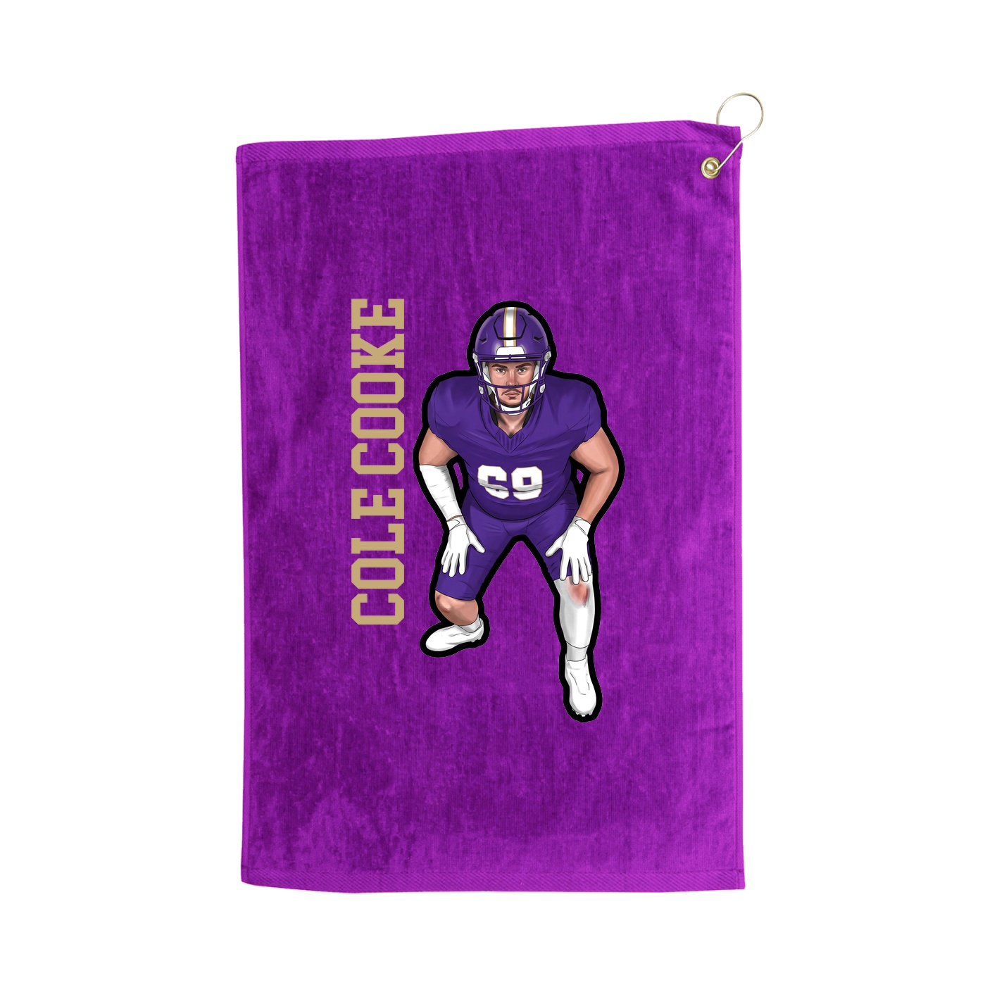 Golf Towel — Name Vertical in Purple