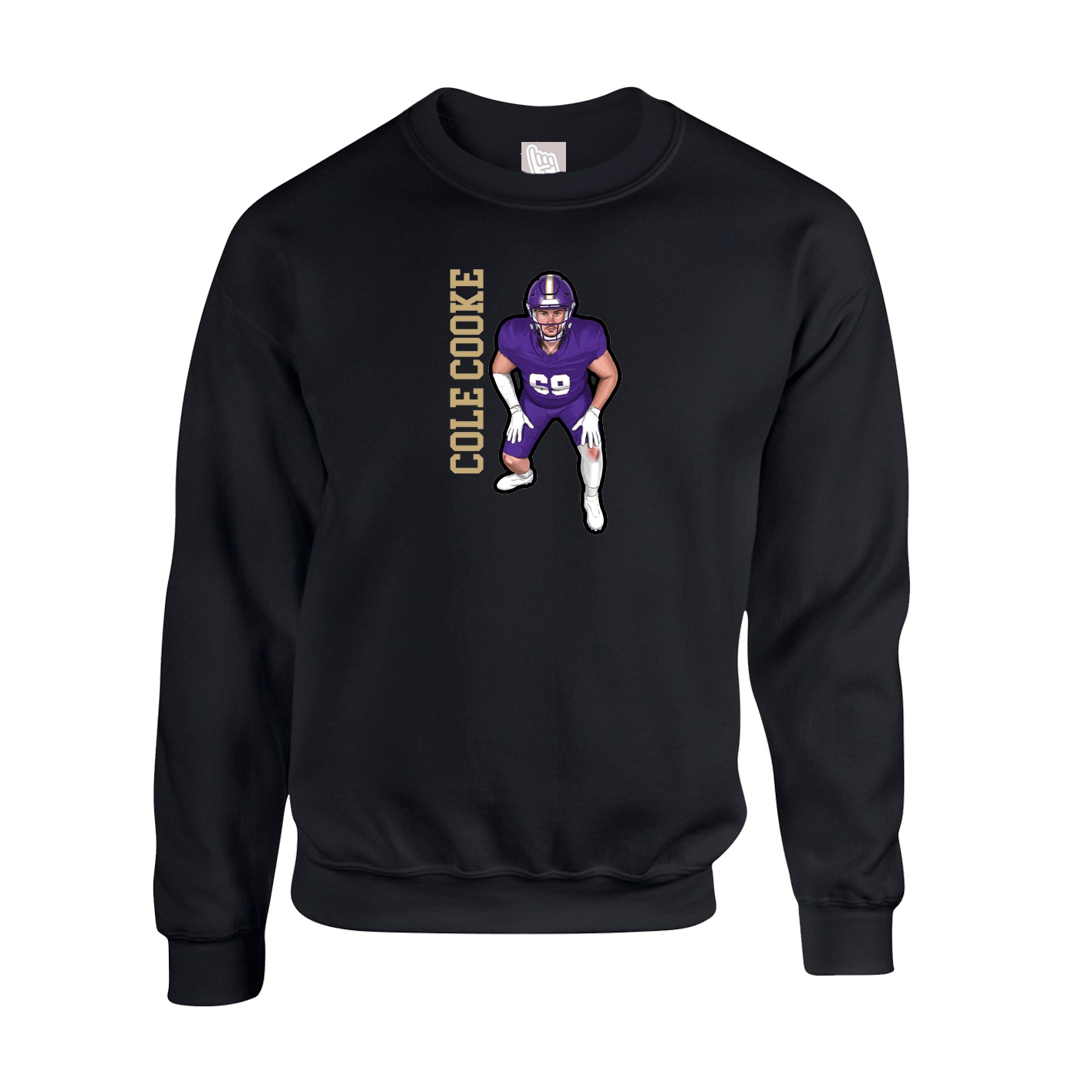 Fleece Crew — Name Vertical in Black