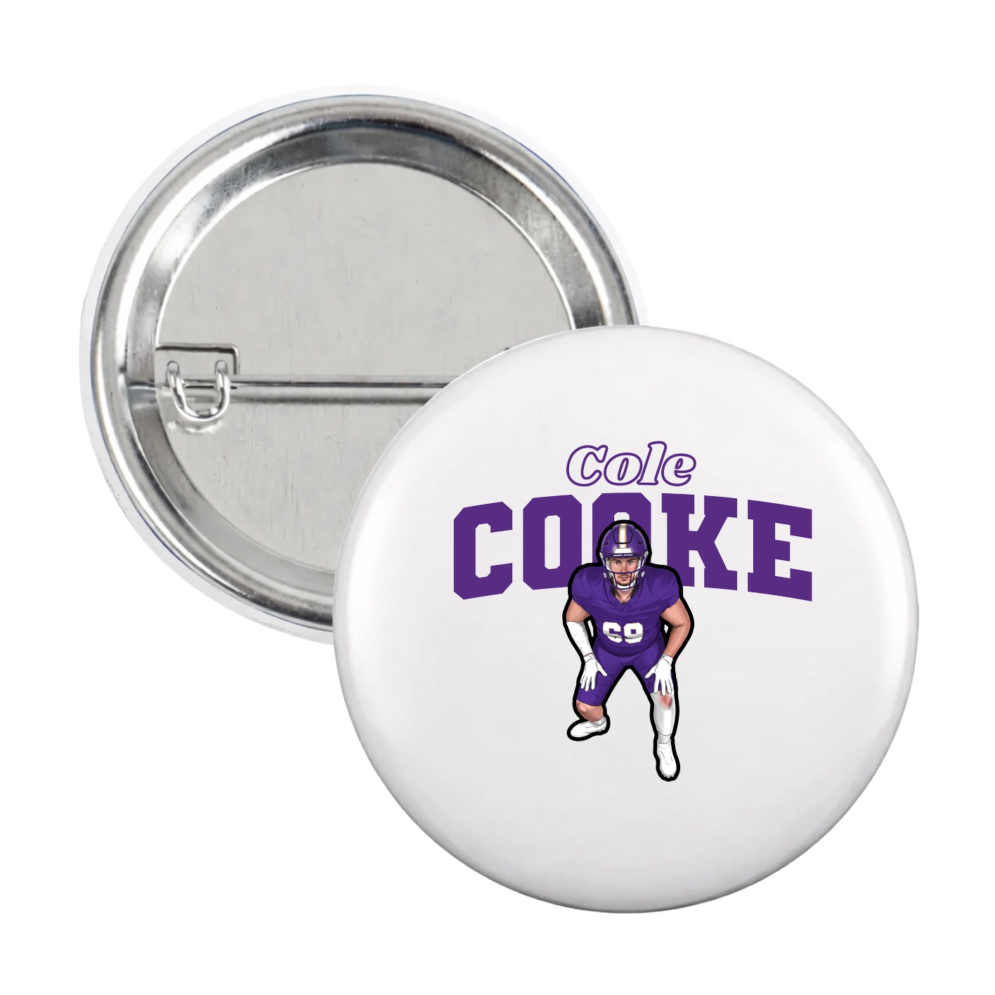 Game Day Button — Name Arch in White