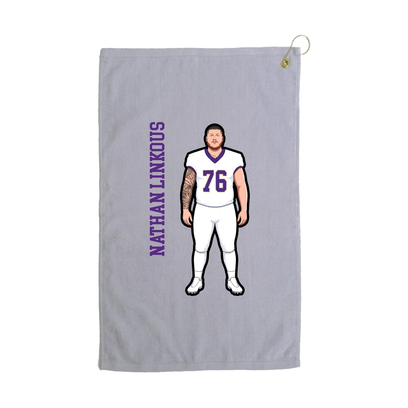 Golf Towel — Name Vertical in Grey
