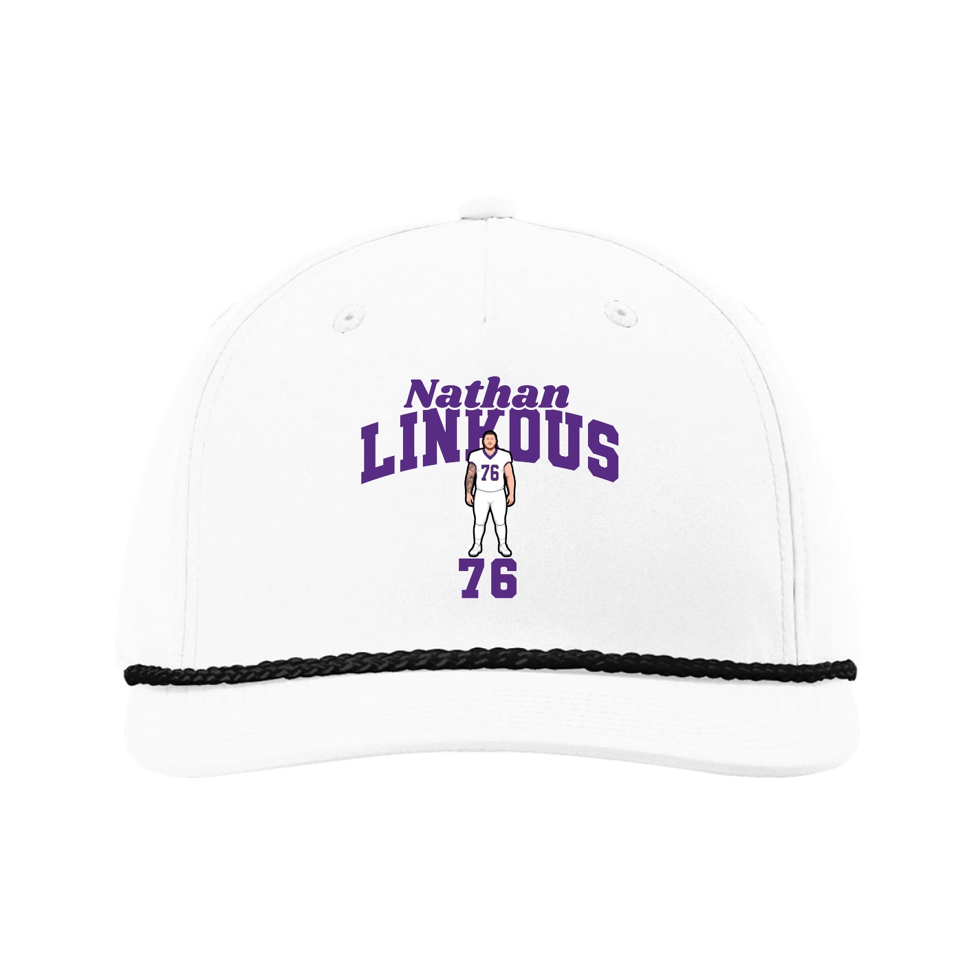Five-Panel Classic Rope Cap — Signature Arch in White