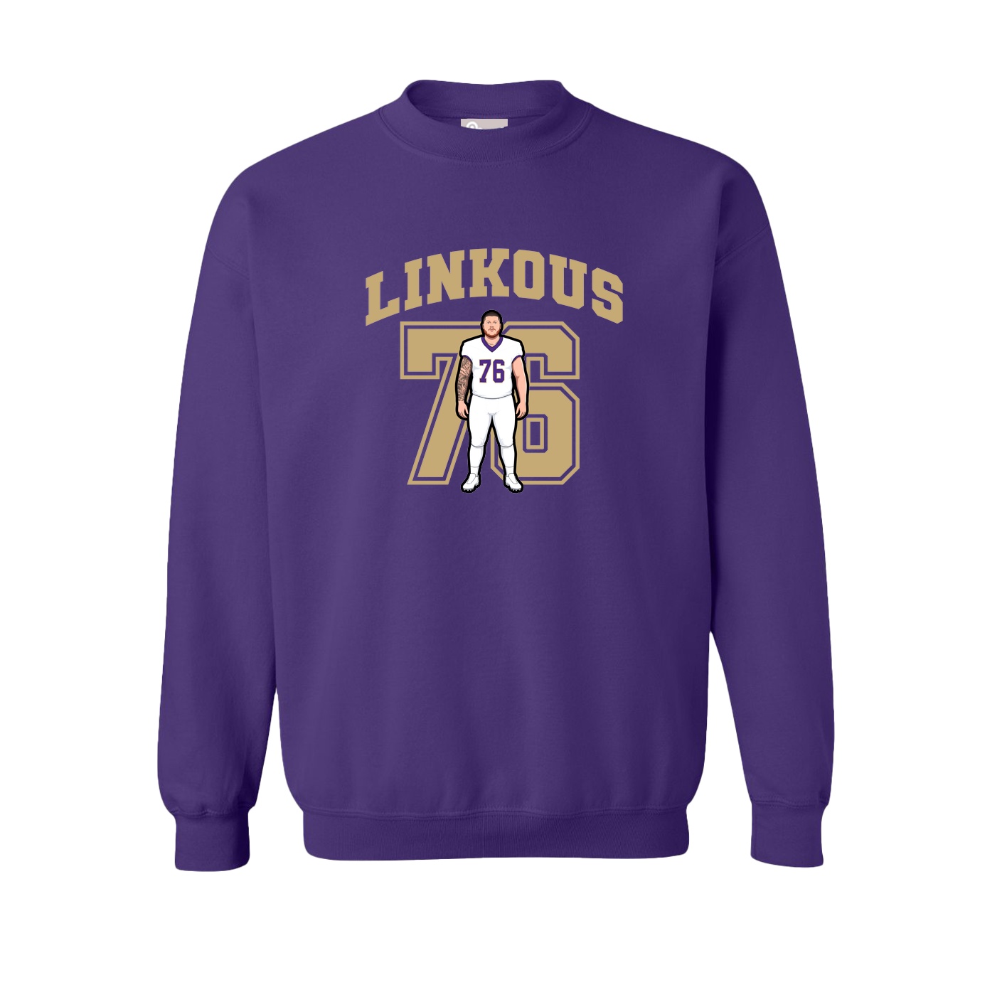Fleece Crew — Number in Purple