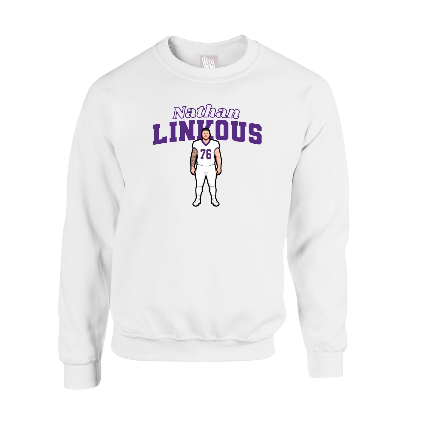 Fleece Crew — Name Arch in White