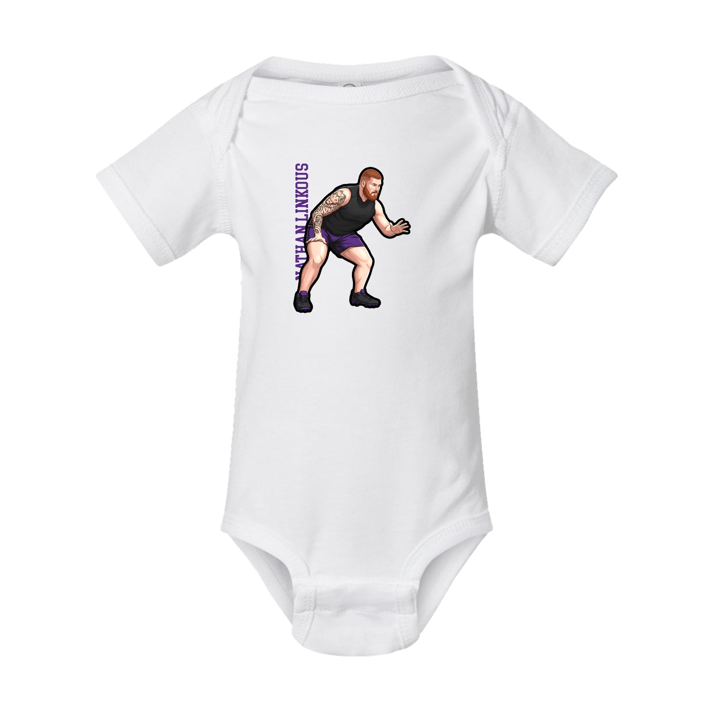 Baby Onesie — Name Vertical in White