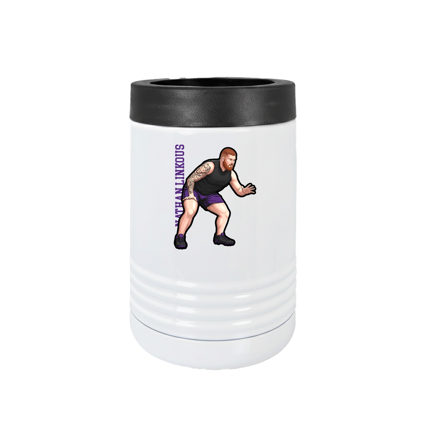 Beverage Holder — Name Vertical in White