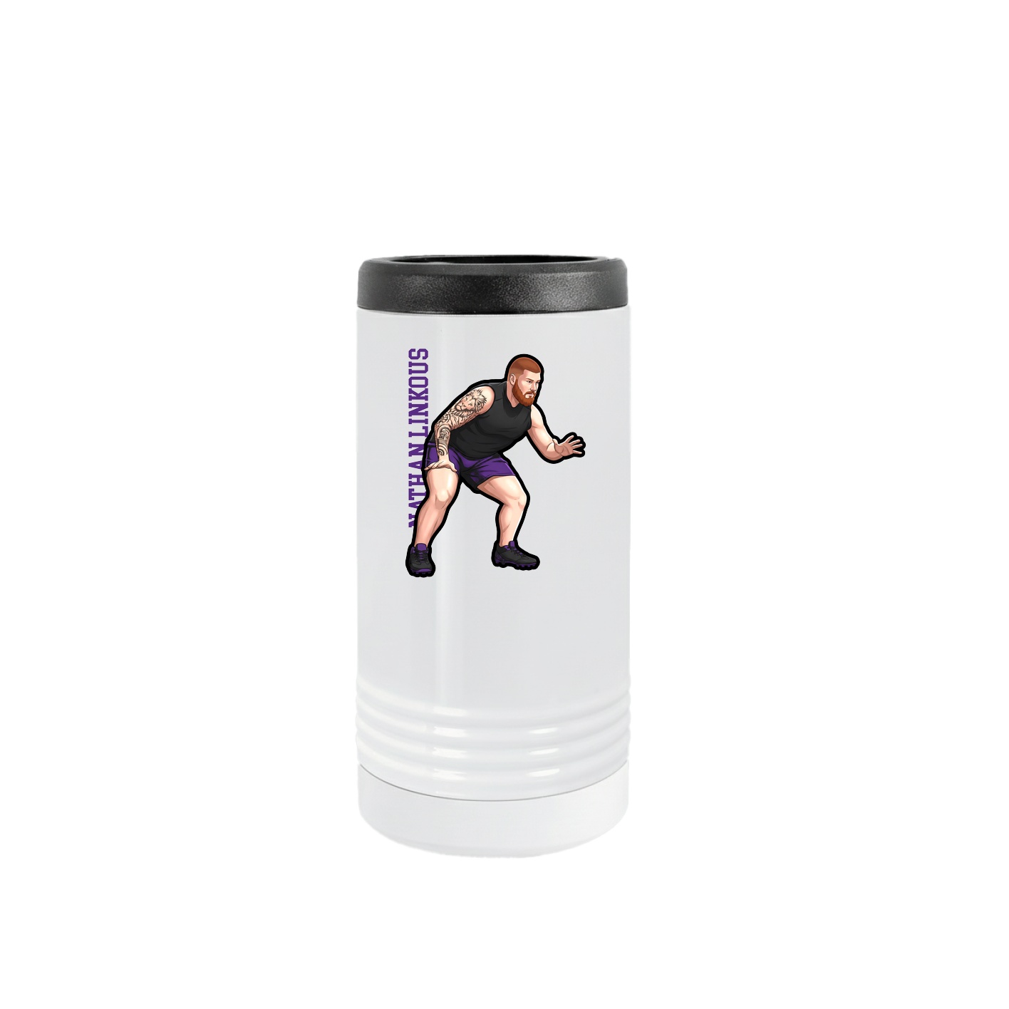Slim Beverage Holder — Name Vertical in White
