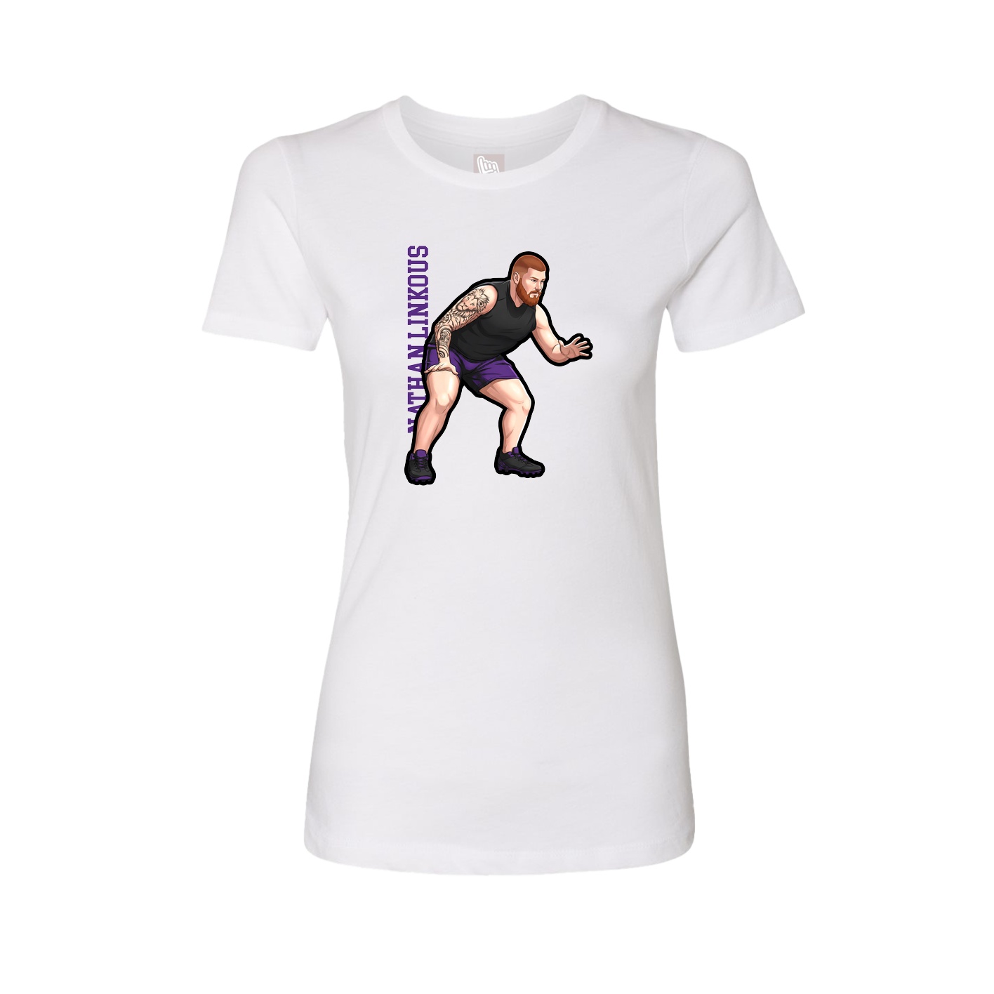 Fitted Women's Tee — Name Vertical in White