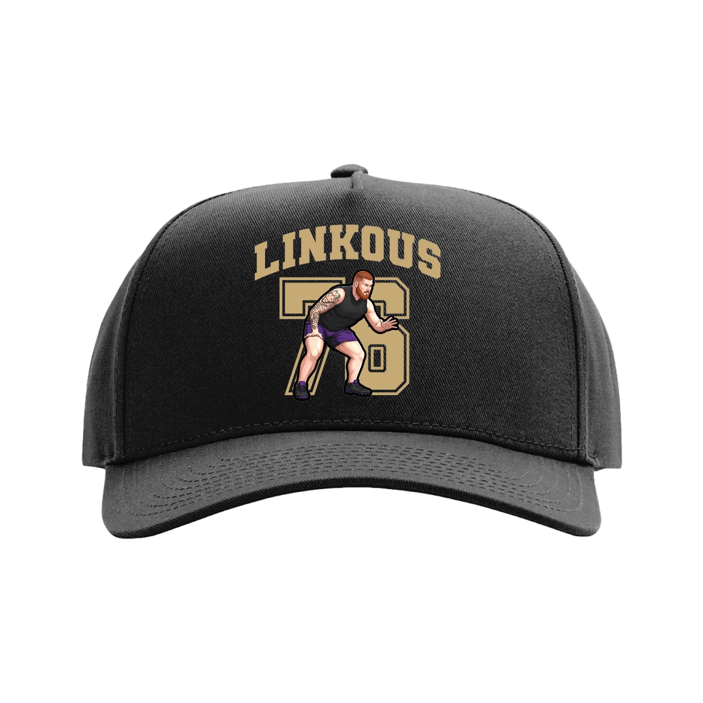 Full Fabric Five-Panel Champ Cap — Number in Black