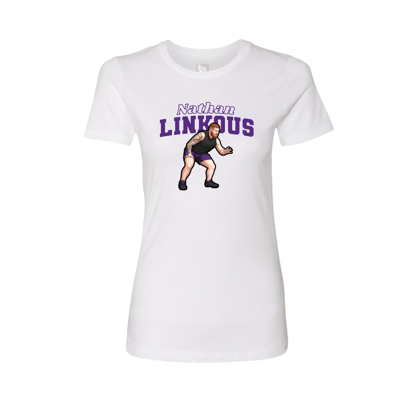 Fitted Women's Tee — Name Arch in White