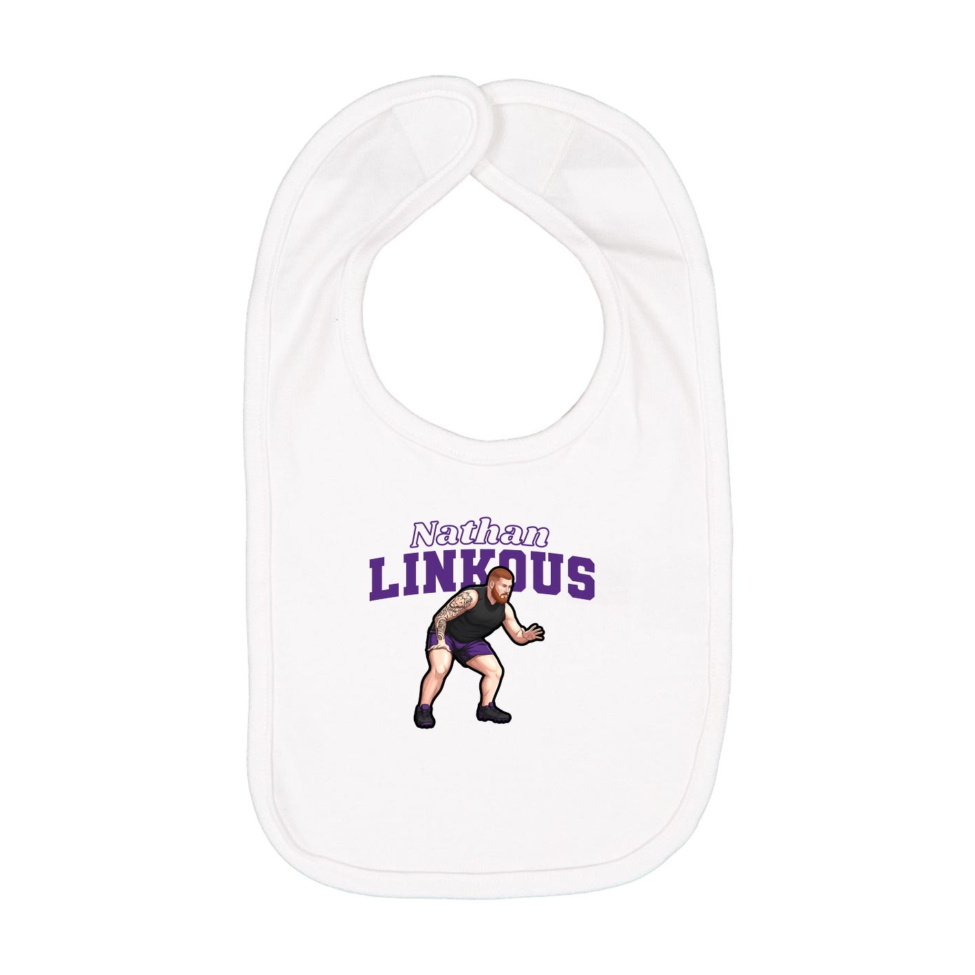 Infant Bib — Name Arch in White