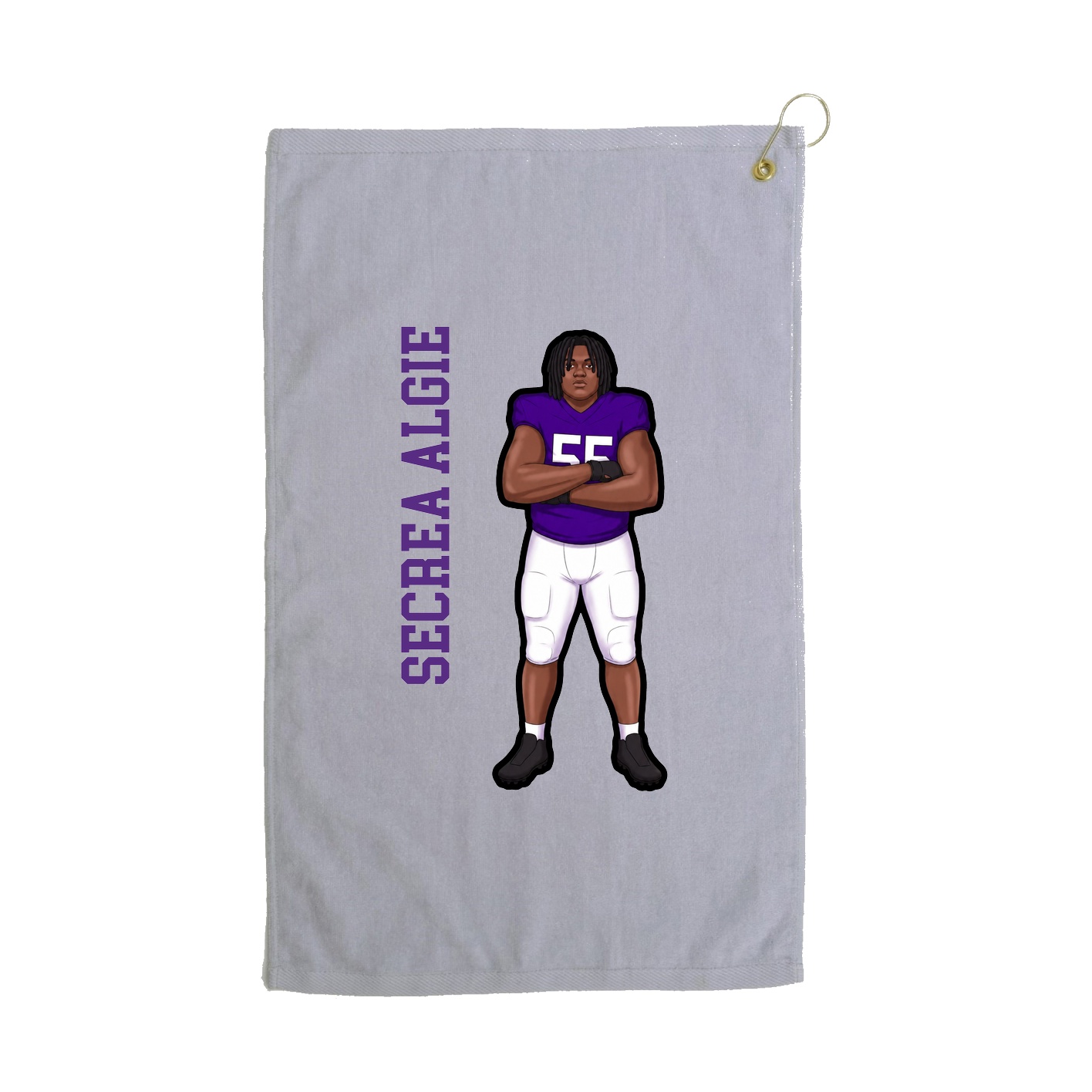 Golf Towel — Name Vertical in Grey