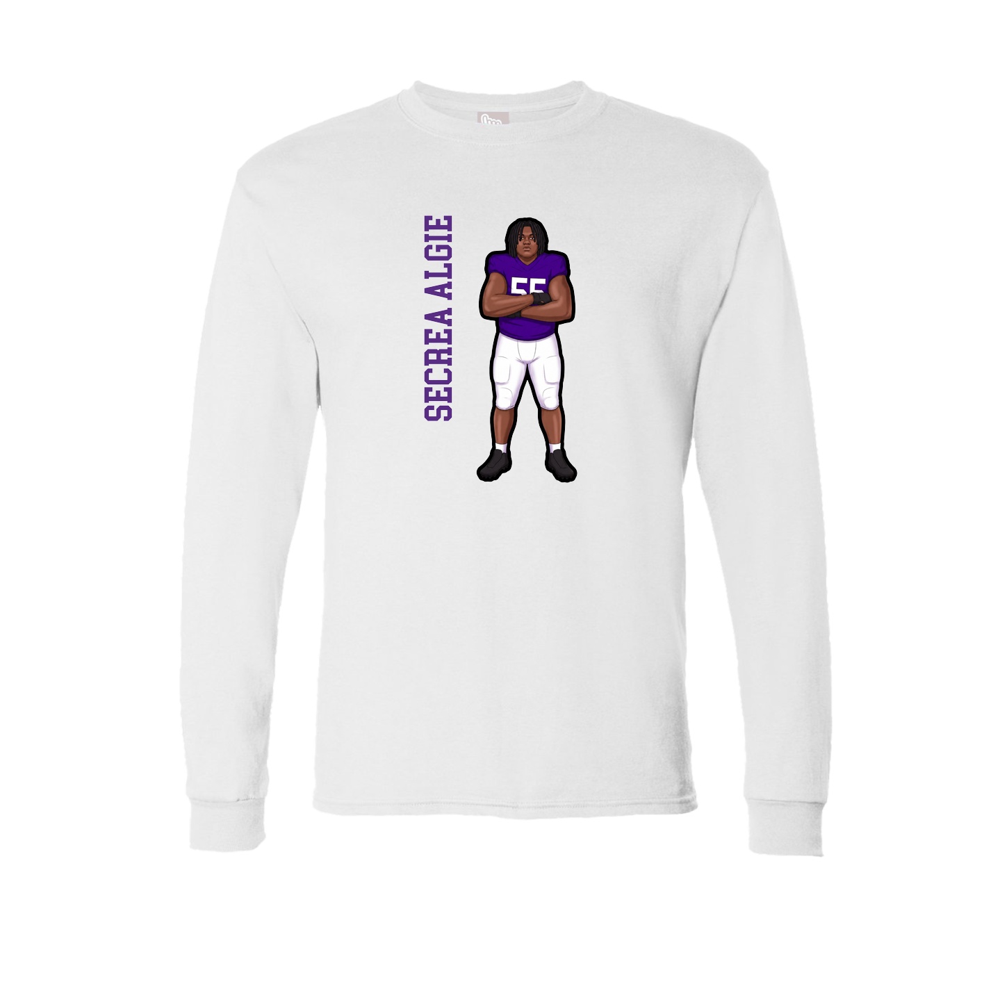Long Sleeve Tee — Name Vertical in White
