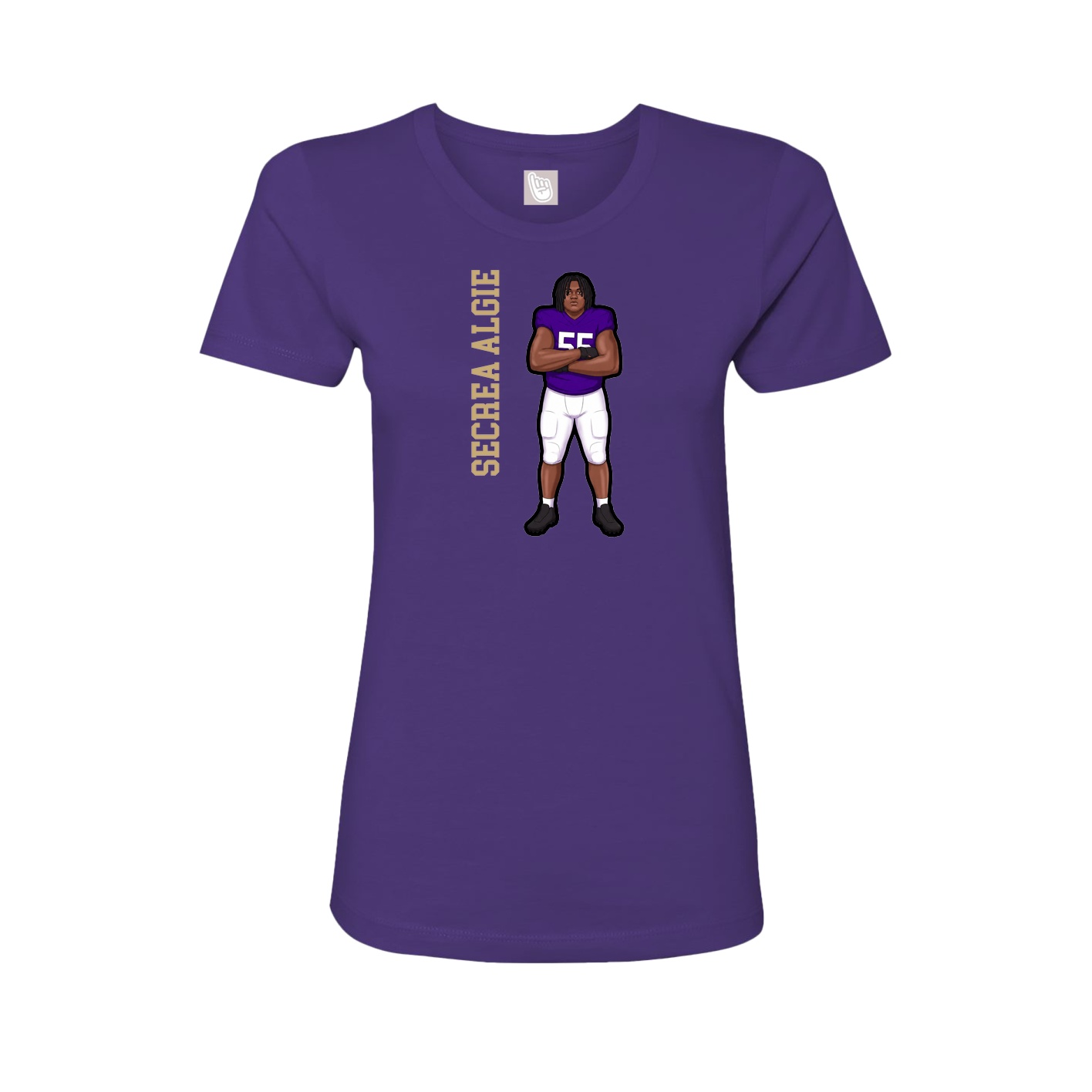 Fitted Women's Tee — Name Vertical in Purple