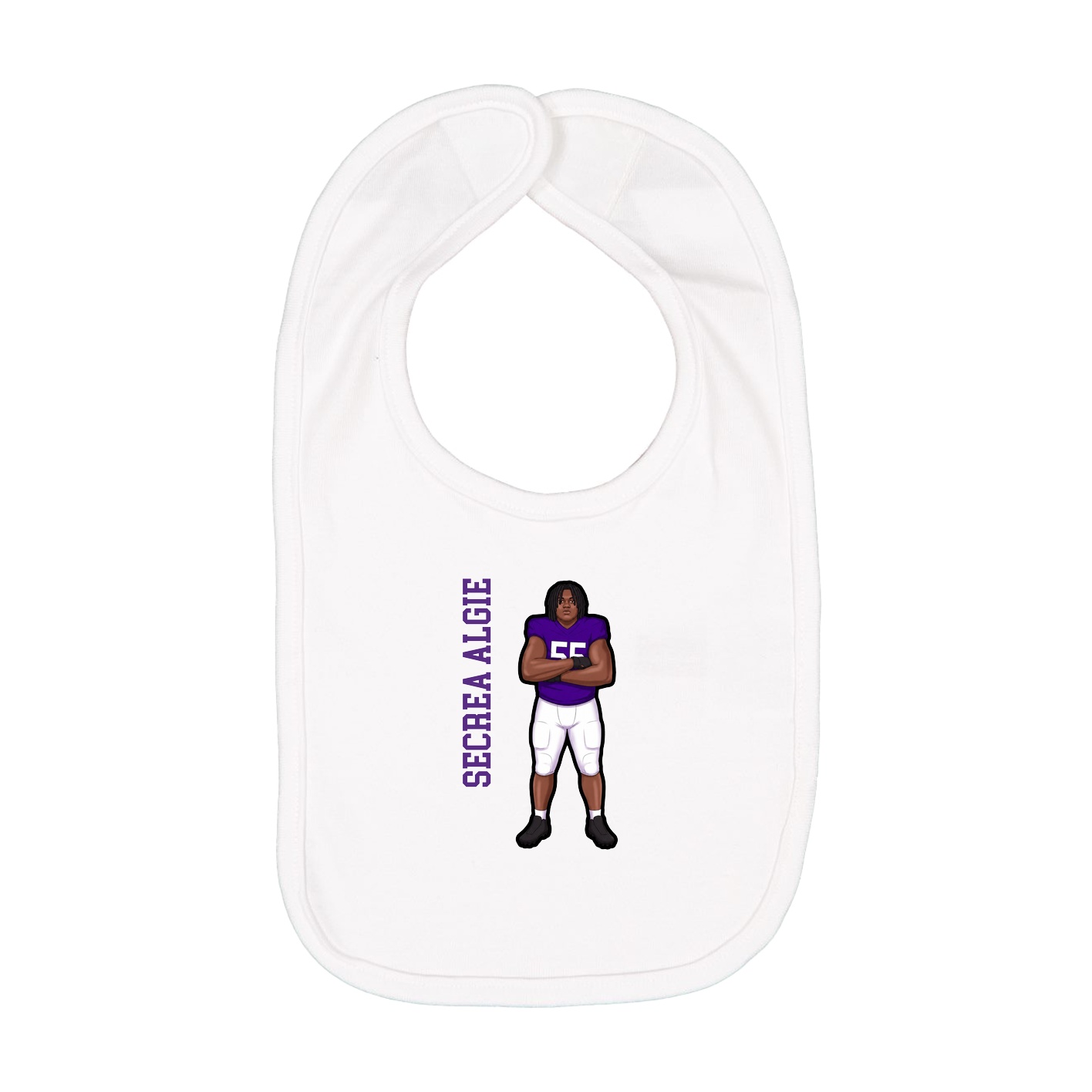 Infant Bib — Name Vertical in White