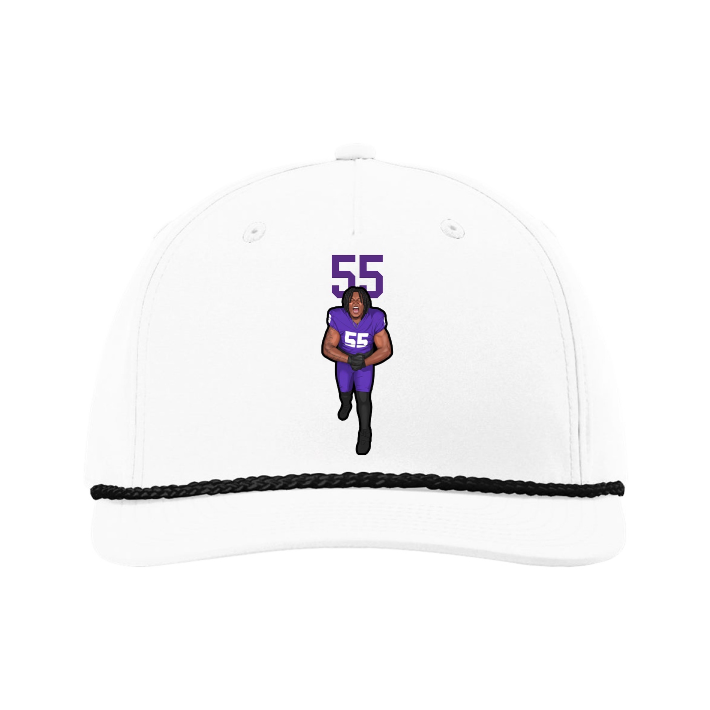 Five-Panel Classic Rope Cap — Number Top in White