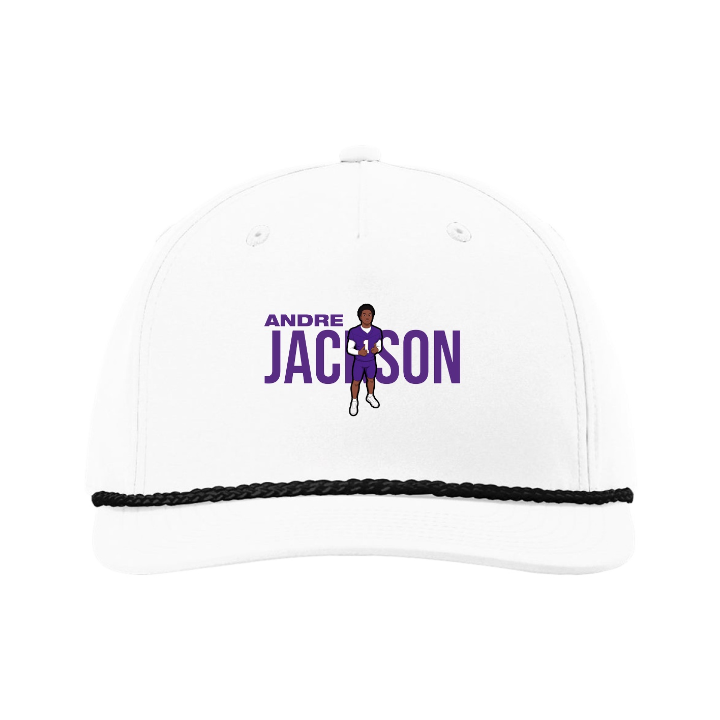 Five-Panel Classic Rope Cap — Player Name in White
