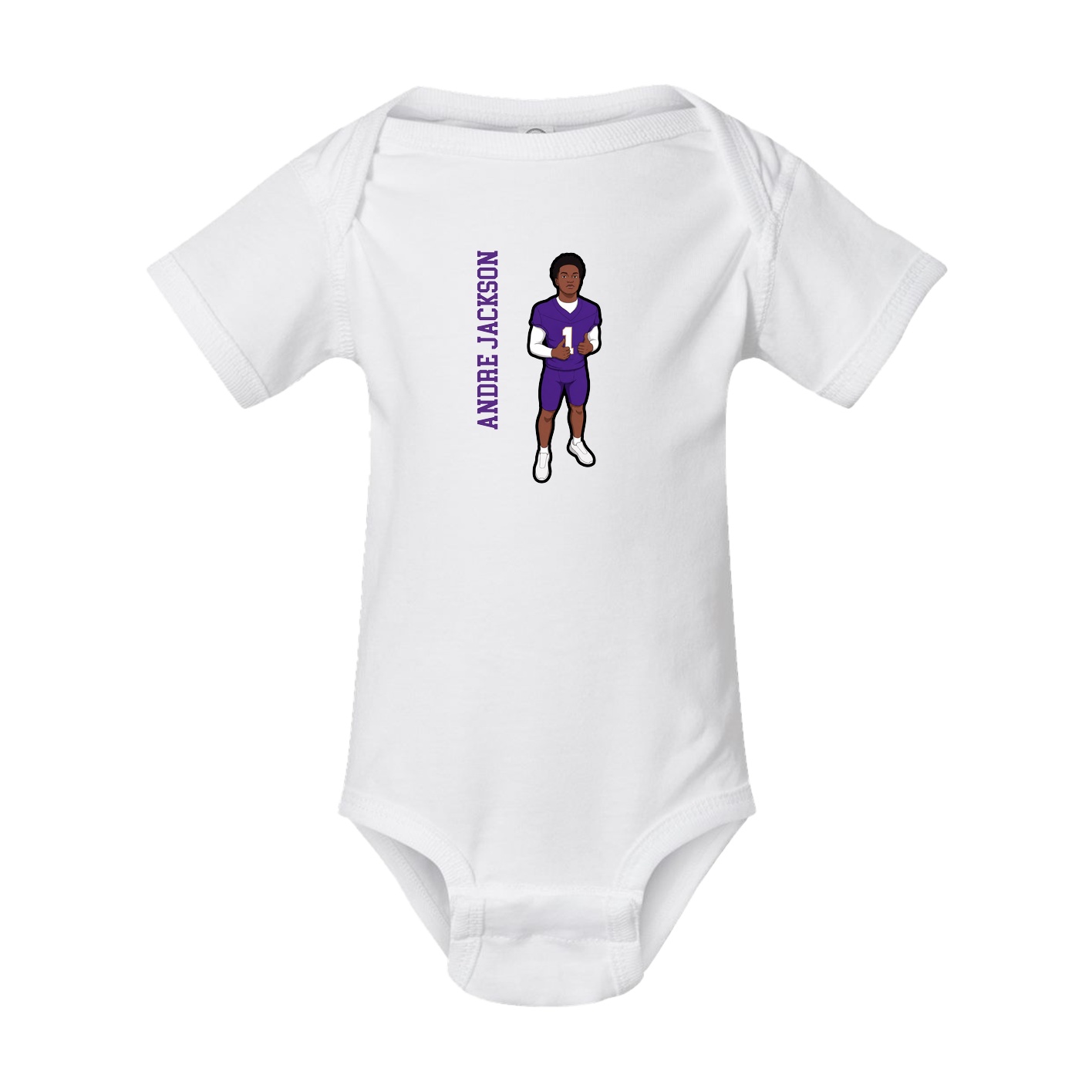 Baby Onesie — Name Vertical in White