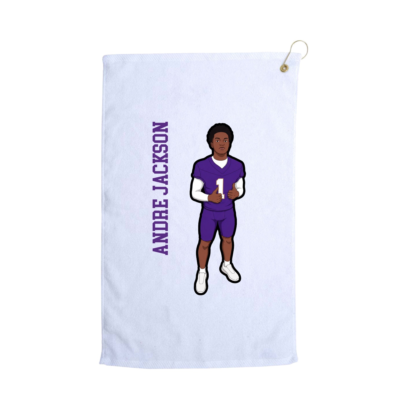 Golf Towel — Name Vertical in White