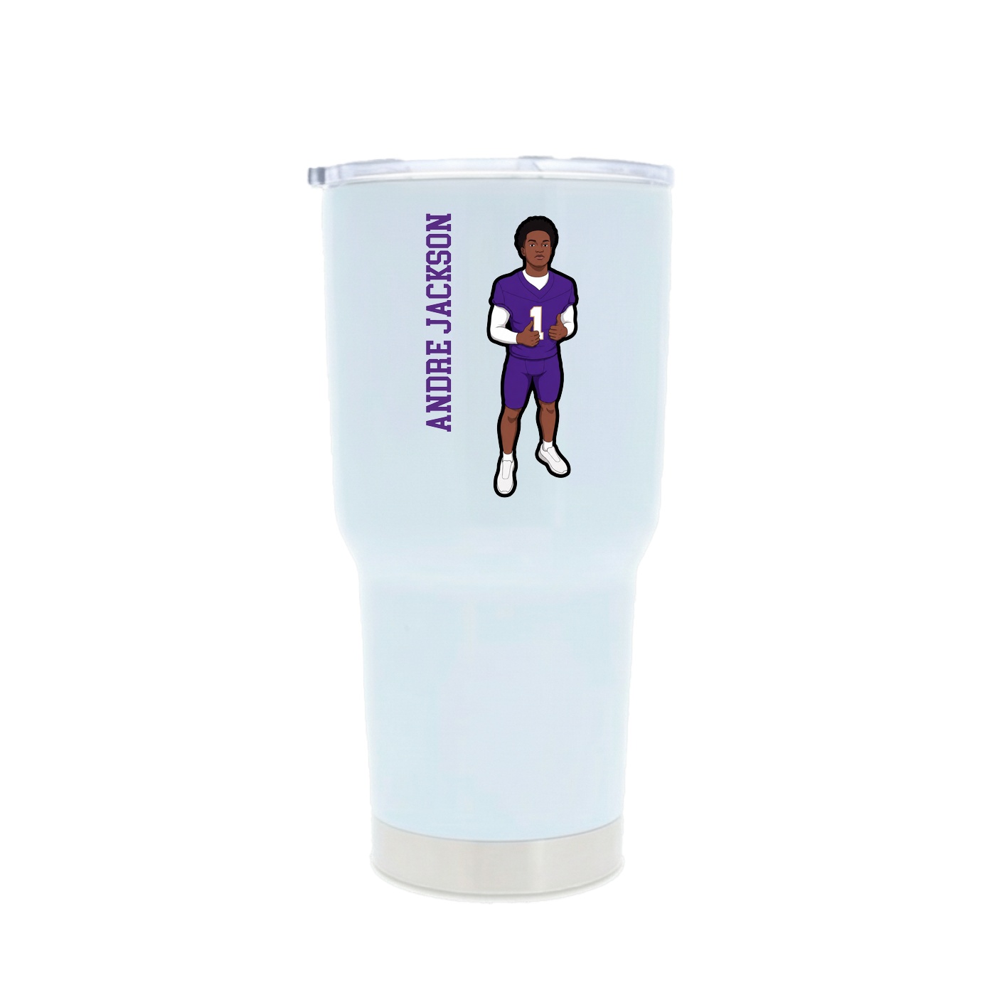 30oz Stainless Steel Tumbler — Name Vertical in White