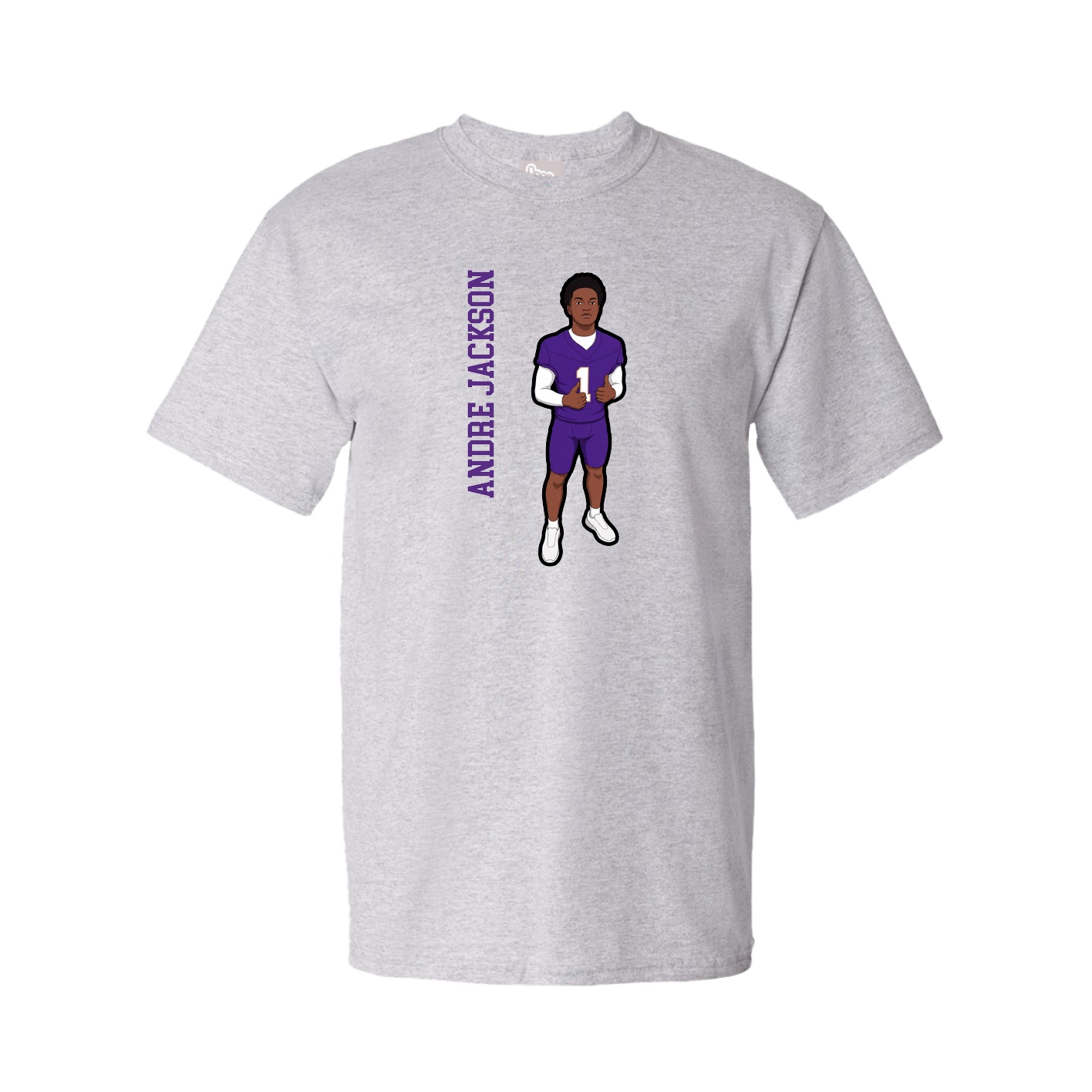 Youth Tee — Name Vertical in Grey