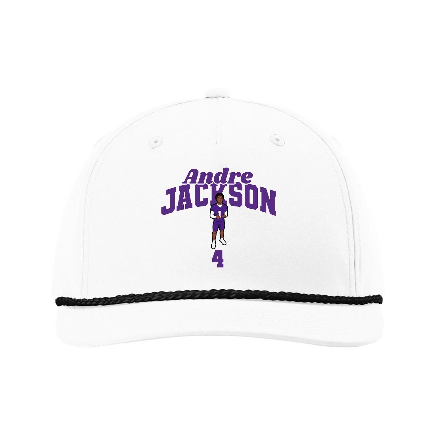 Five-Panel Classic Rope Cap — Signature Arch in White