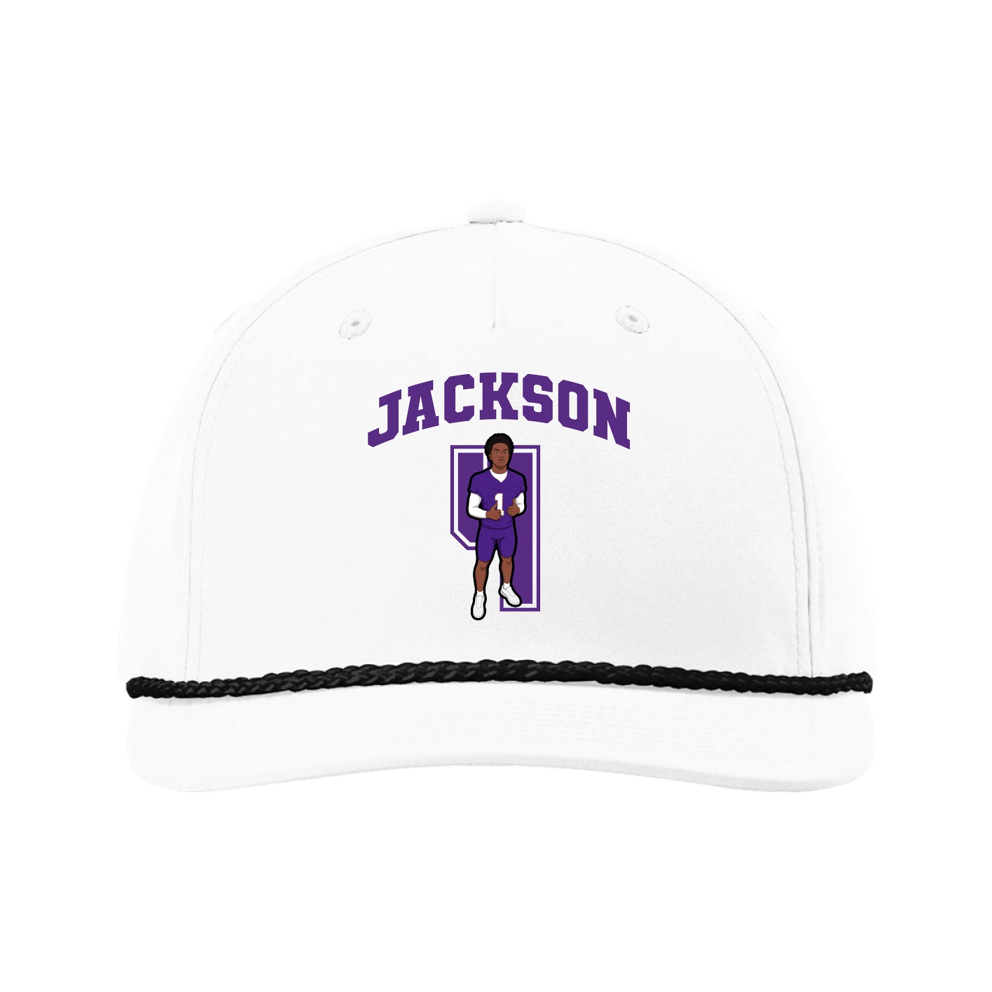 Five-Panel Classic Rope Cap — Number in White
