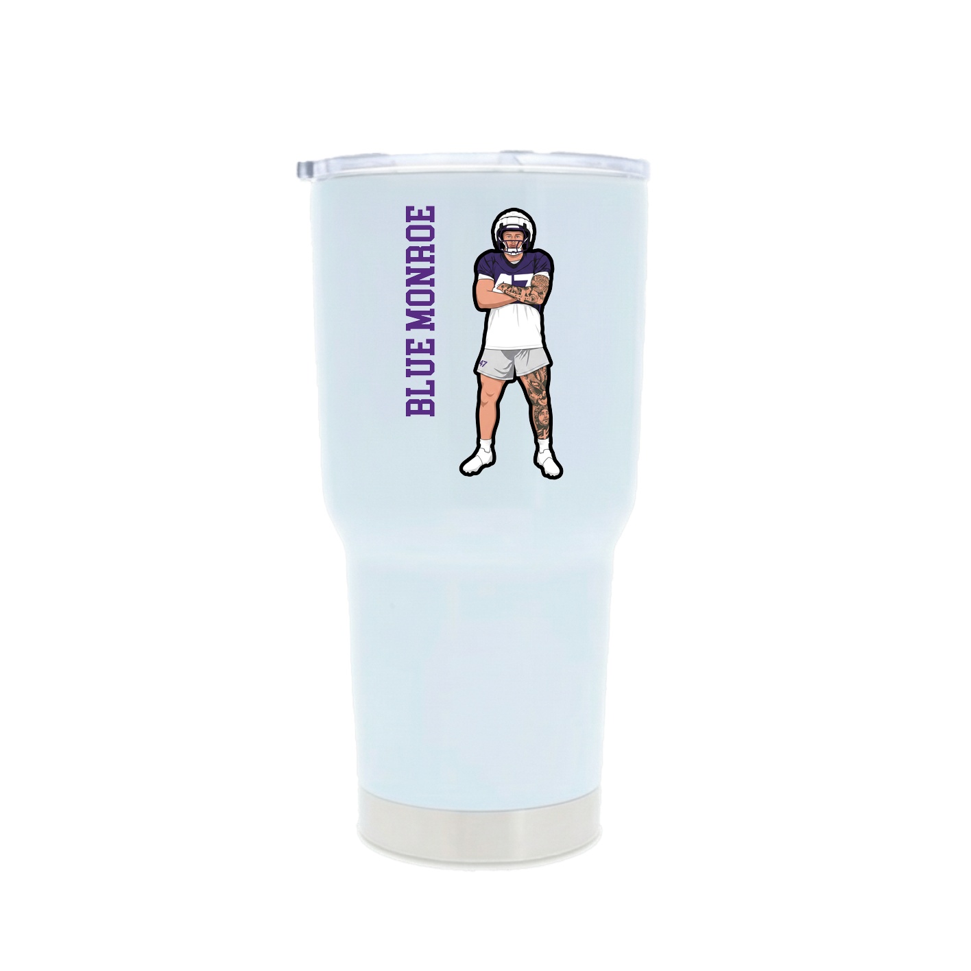 30oz Stainless Steel Tumbler — Name Vertical in White