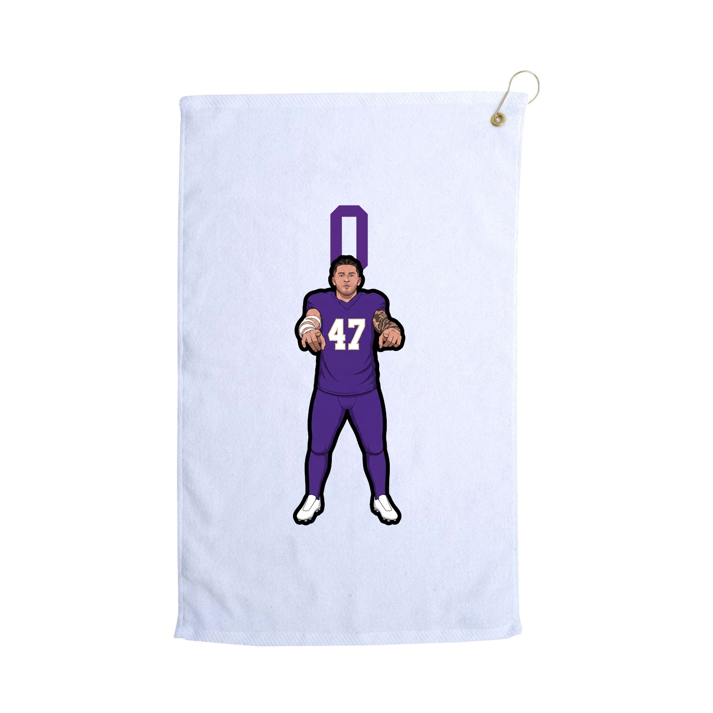 Golf Towel — Number Top in White