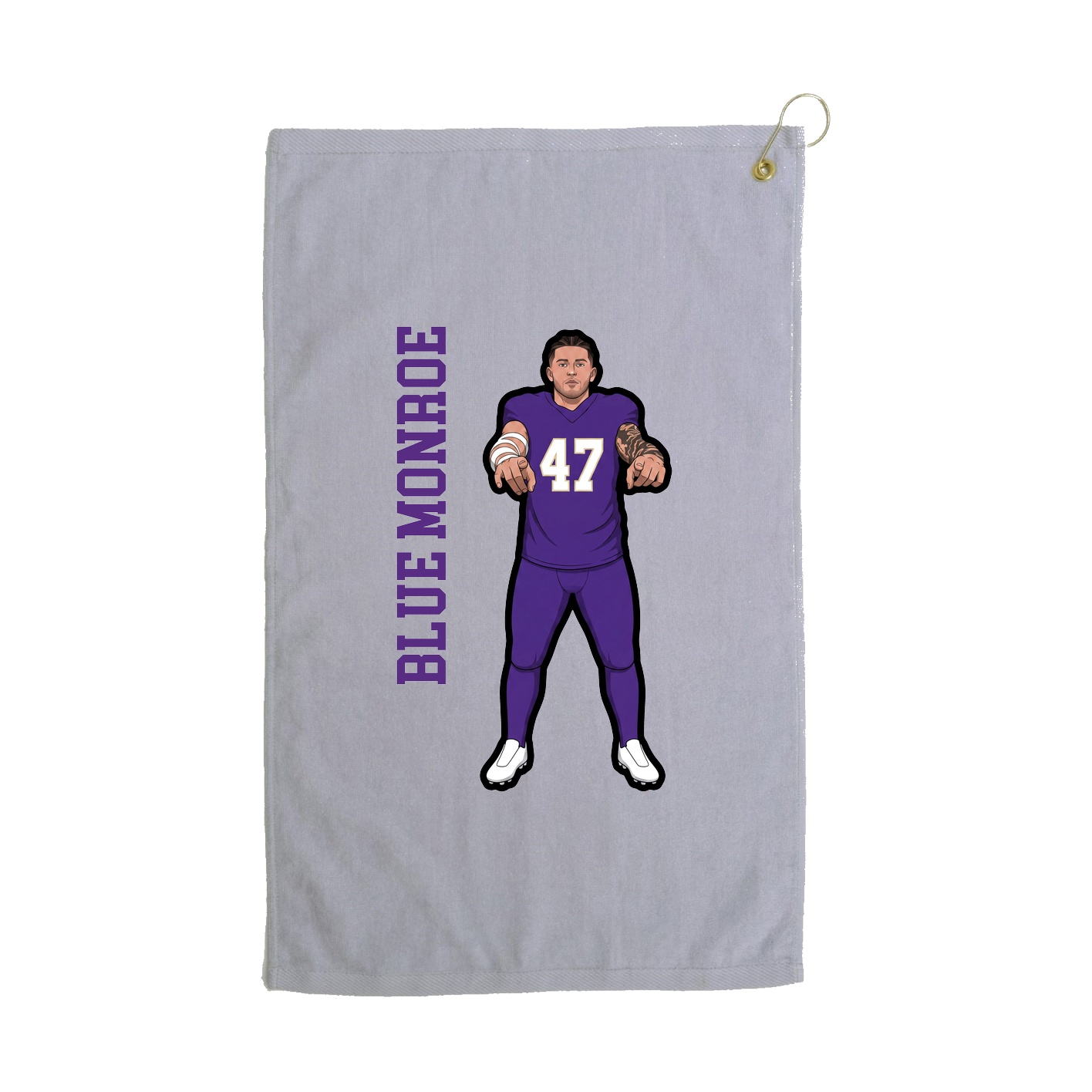 Golf Towel — Name Vertical in Grey