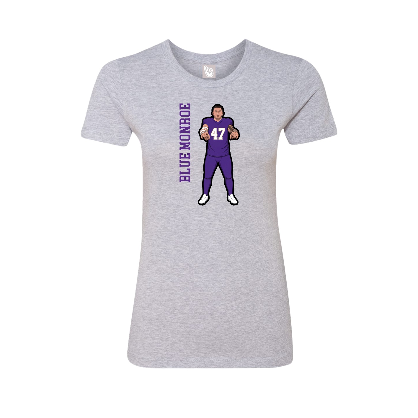 Fitted Women's Tee — Name Vertical in Grey
